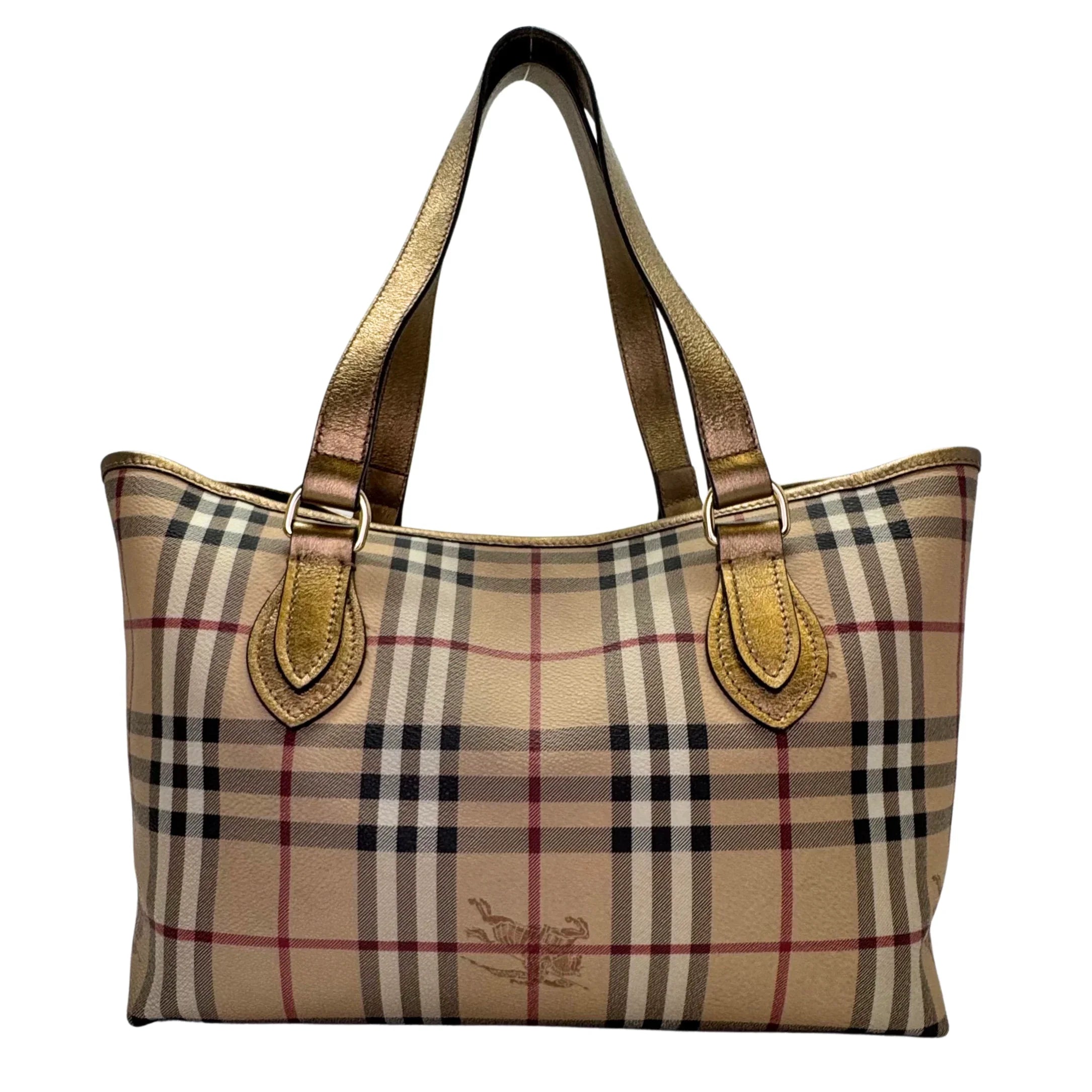 Burberry Medium Haymarket Tote Bag Beige - Lost Designer