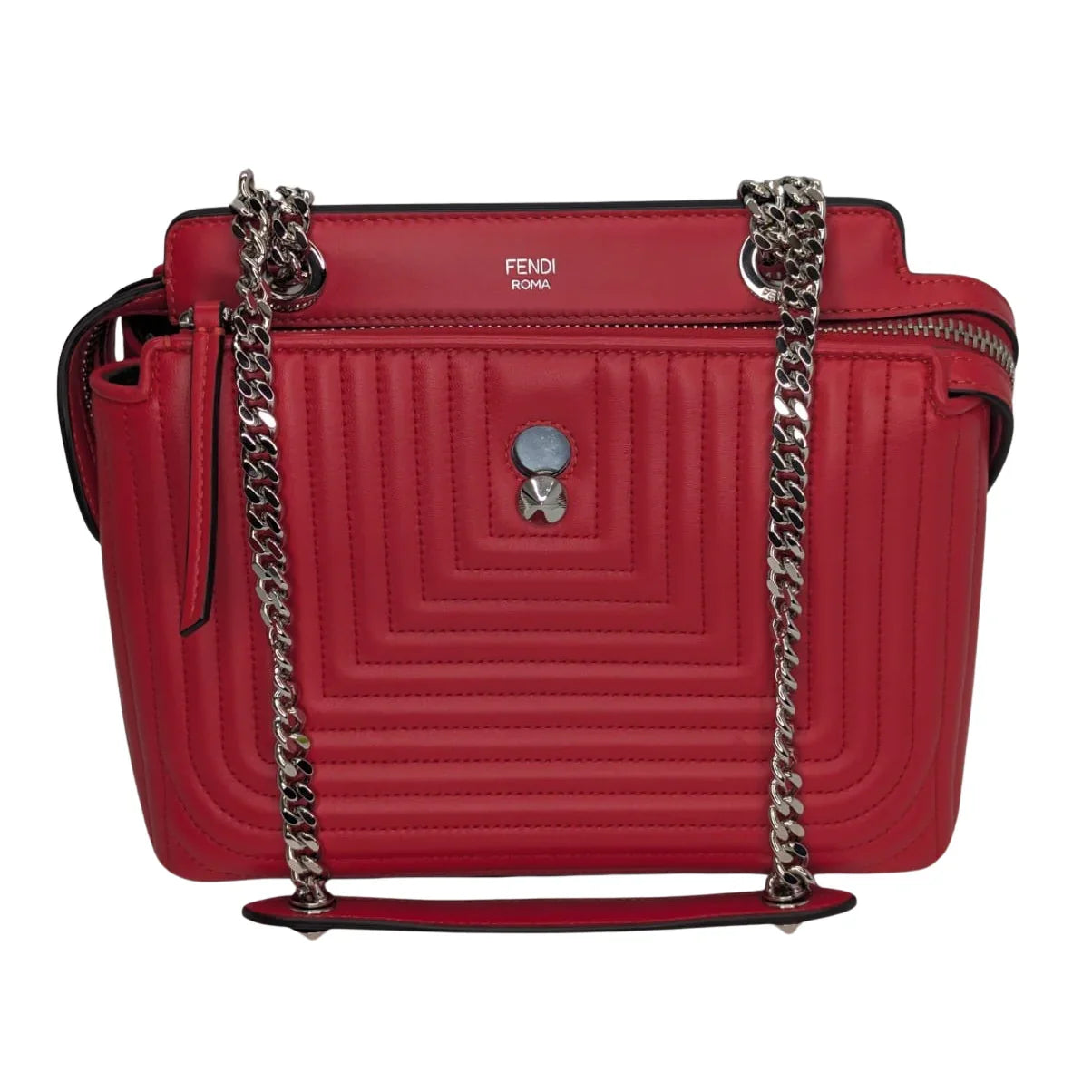 Fendi Dotcom Quilted Crossbody Bag Leather Red - Lost Designer