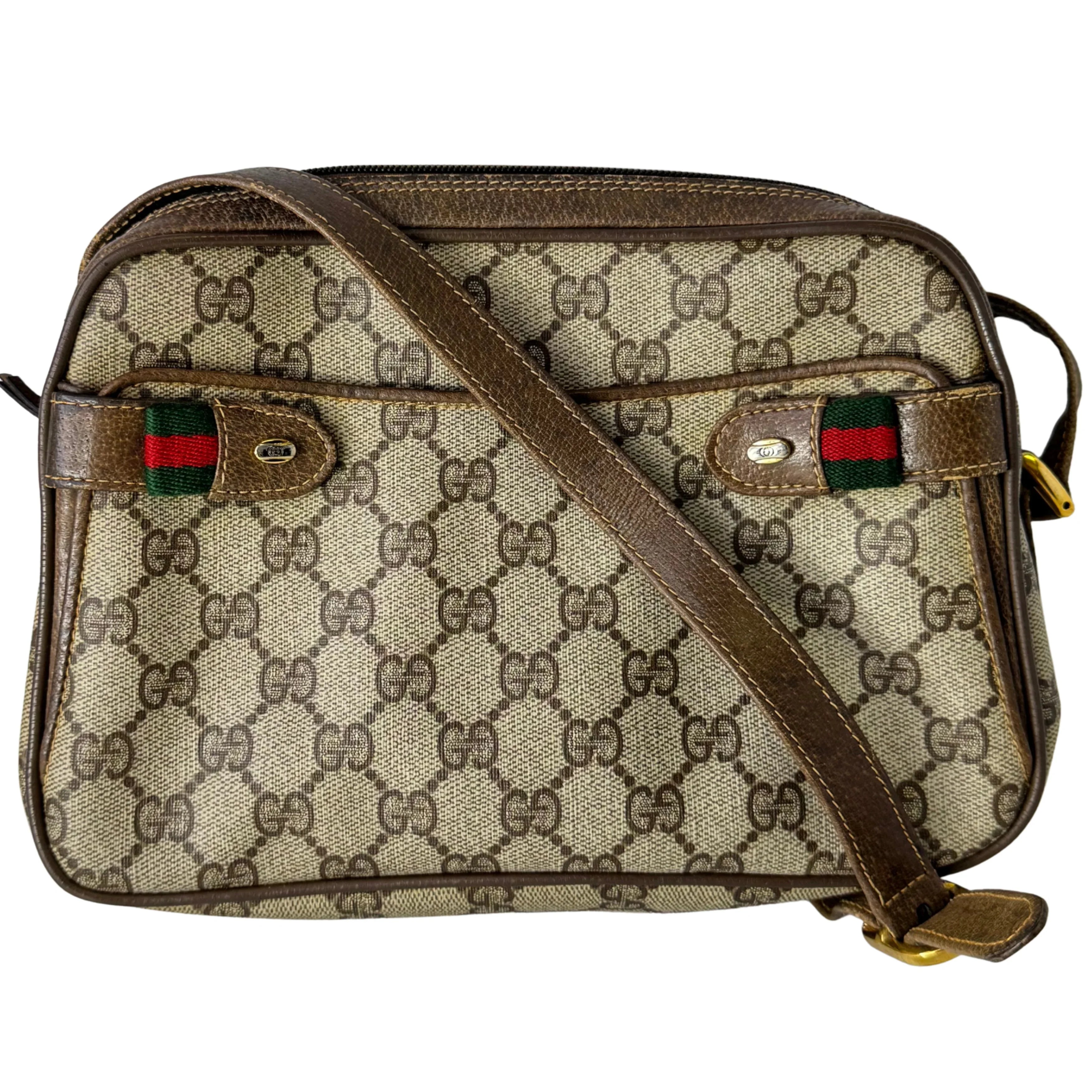 Gucci GG Supreme Crossbody Messenger Bag Beige - Lost Designer