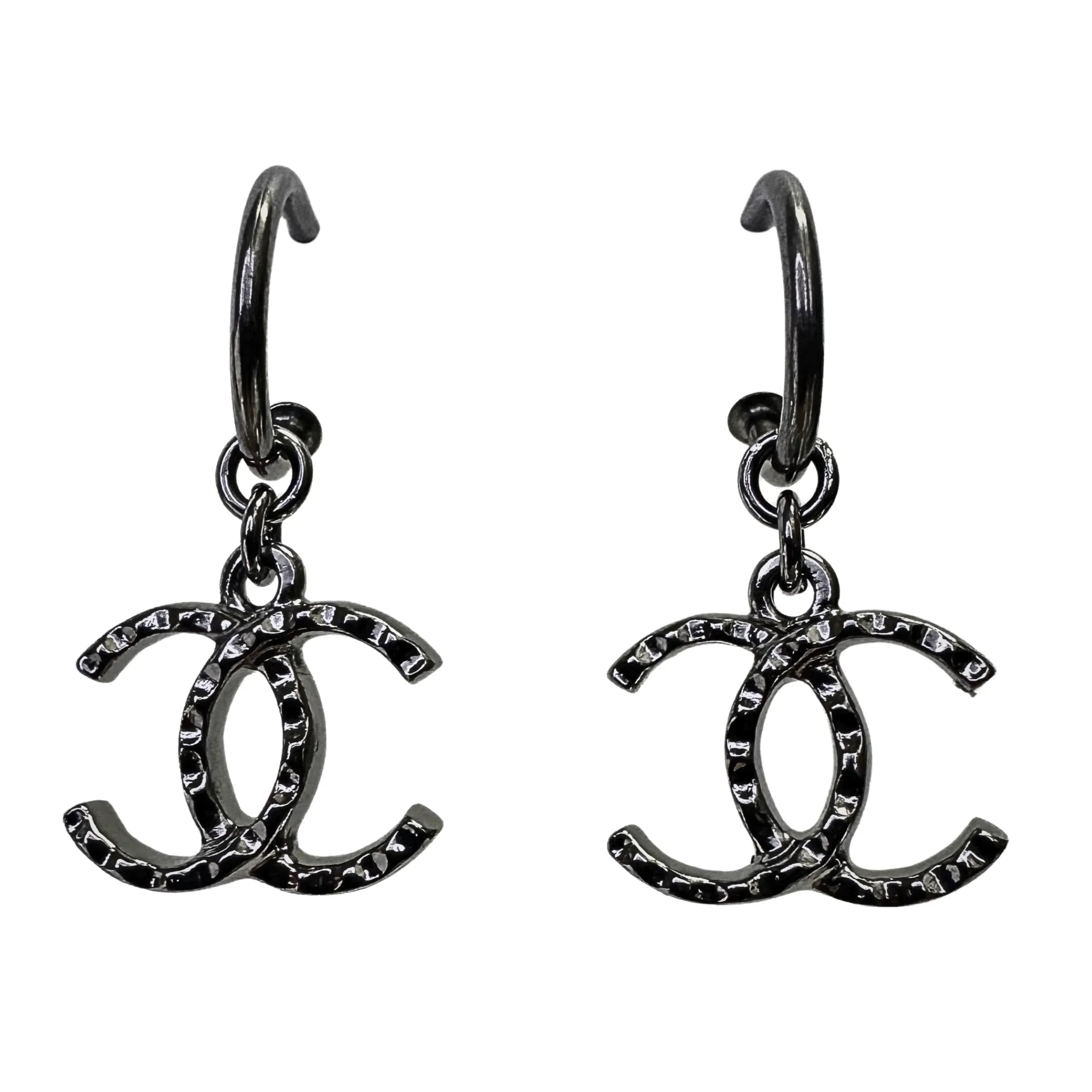 Chanel CC Earrings Metallic Gunmetal - Lost Designer