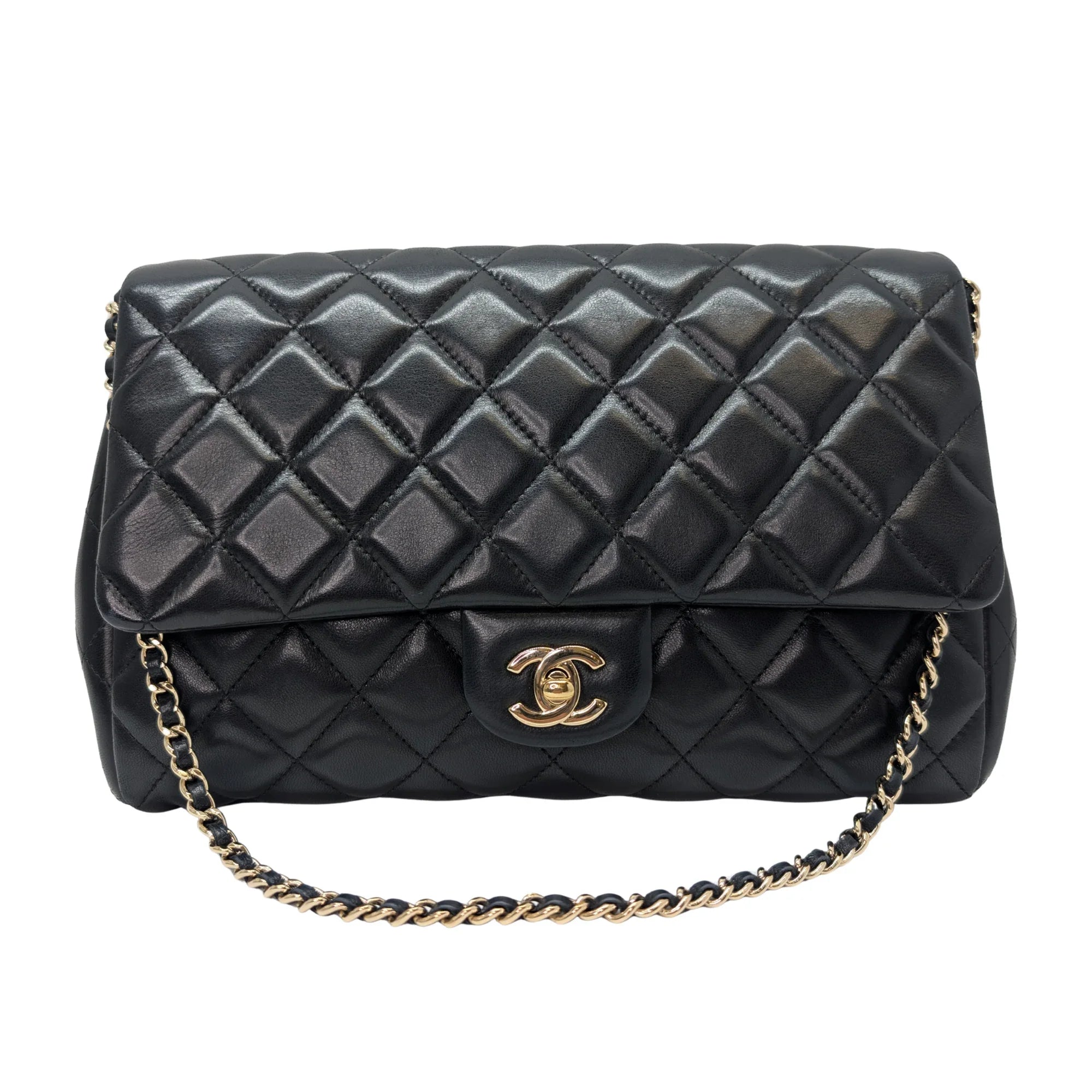 Chanel Classic Quilted Clutch With Chain Black - Lost Designer