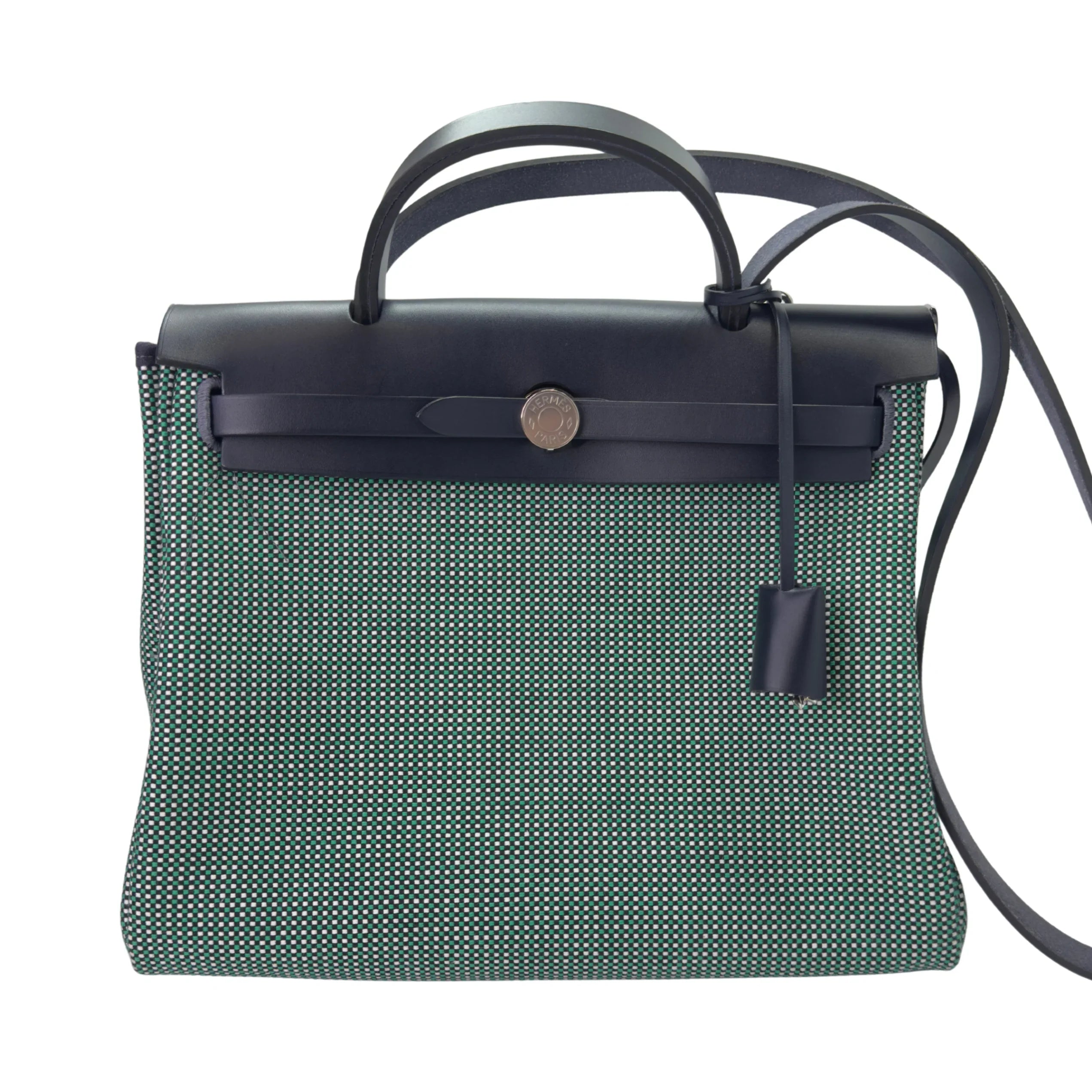 Hermés Herbag Zip 31 Criss Viking Quadrille Dark Green/Navy - Lost Designer