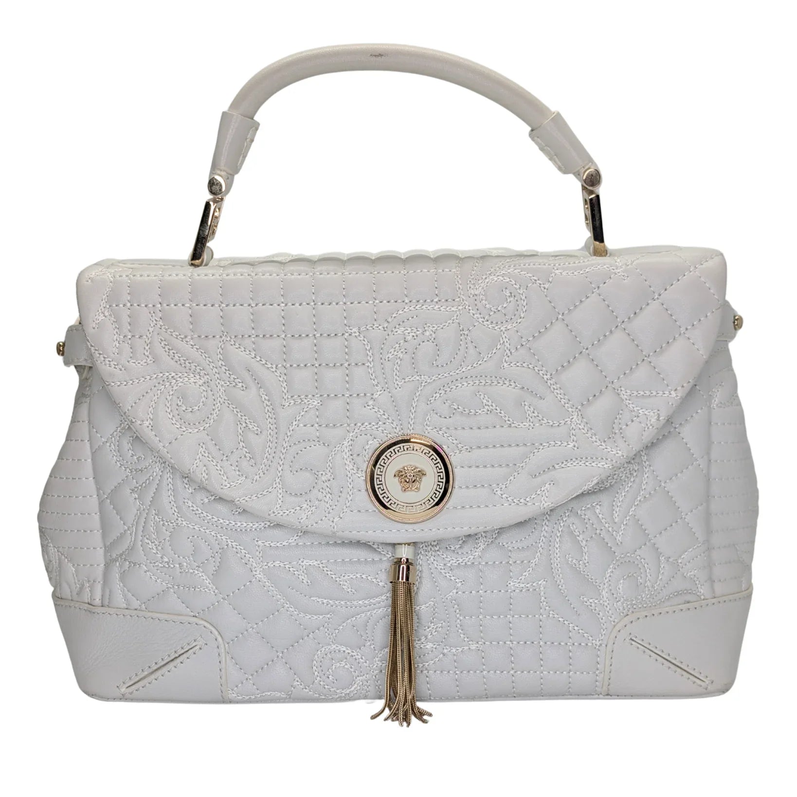 Versace Vanitas Barocco Handbag White - Lost Designer