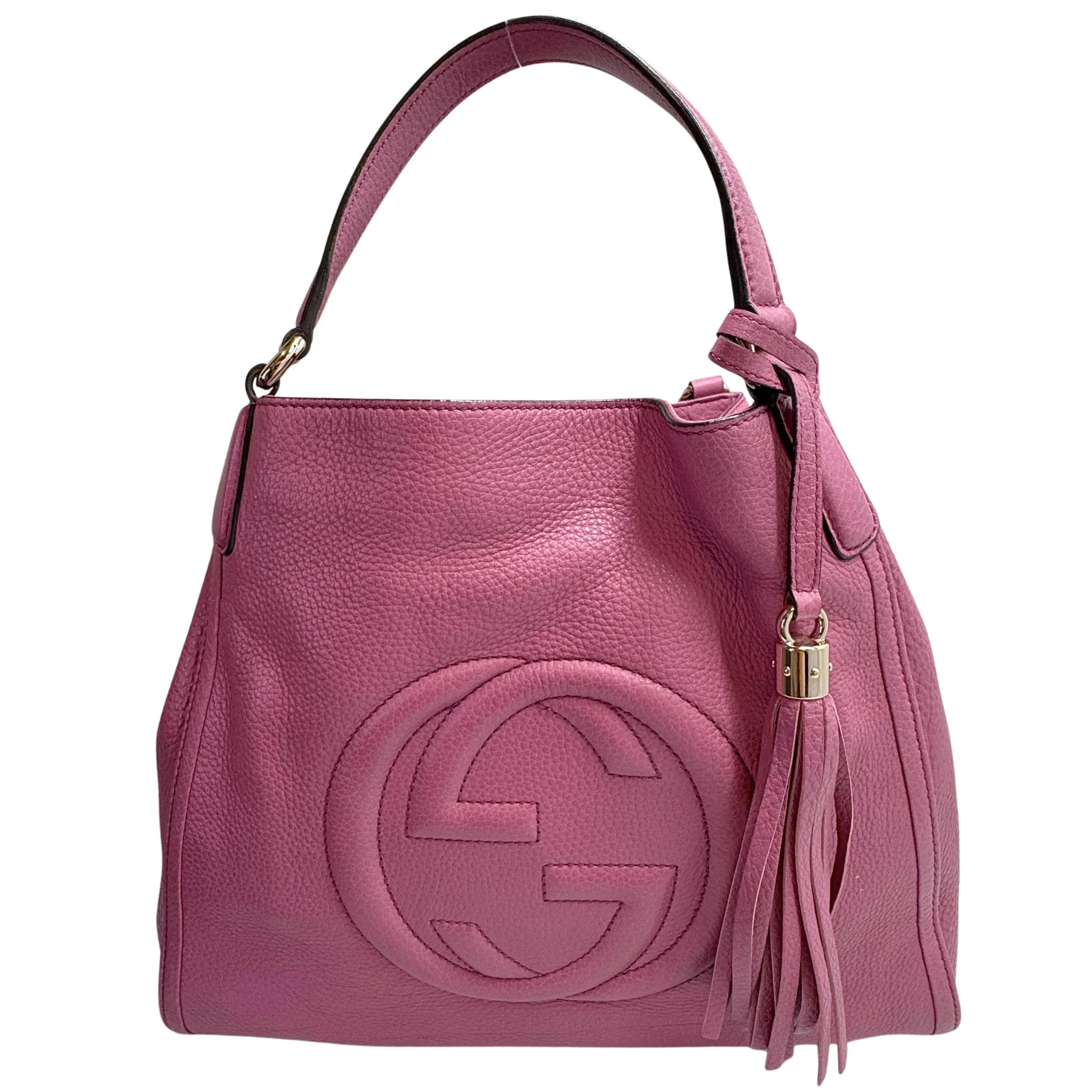 Gucci Pebbled Calfskin Medium Soho Shoulder Bag Fresia Rose - Lost Designer