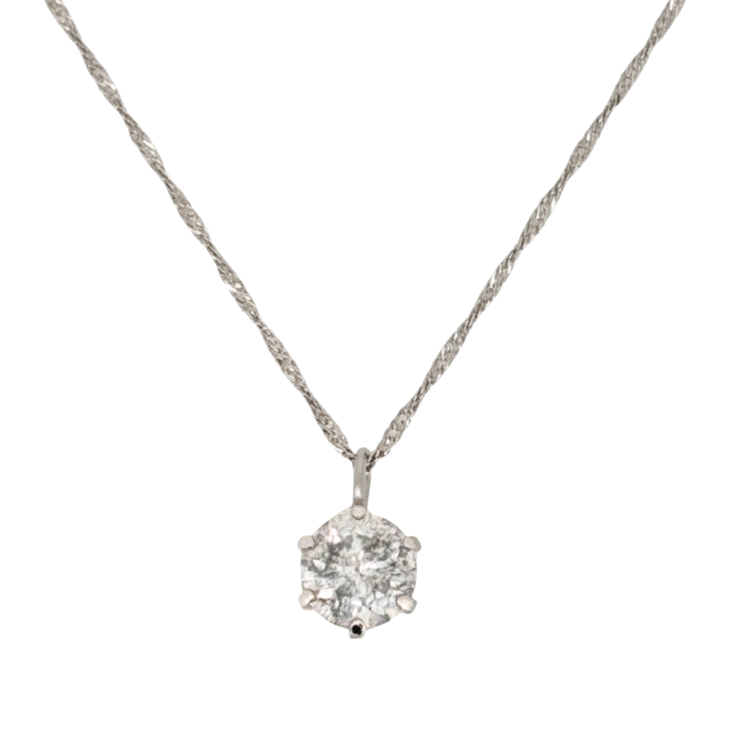 0.75Ct Salt & Pepper Diamond Solitaire Pendant On Chain In Platinum