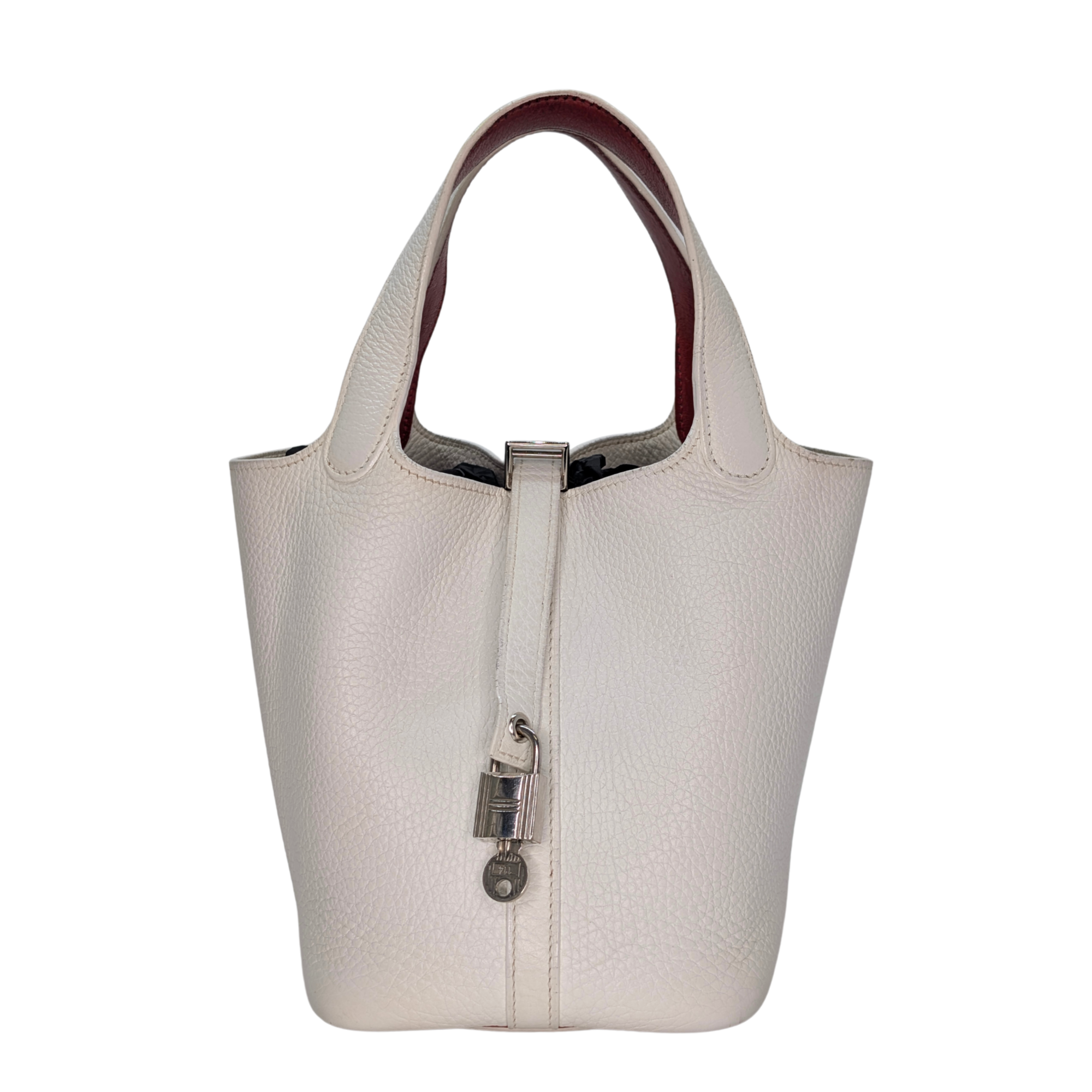 Hermès Picotin Lock PM 18 Bag Stamp J Beton/White