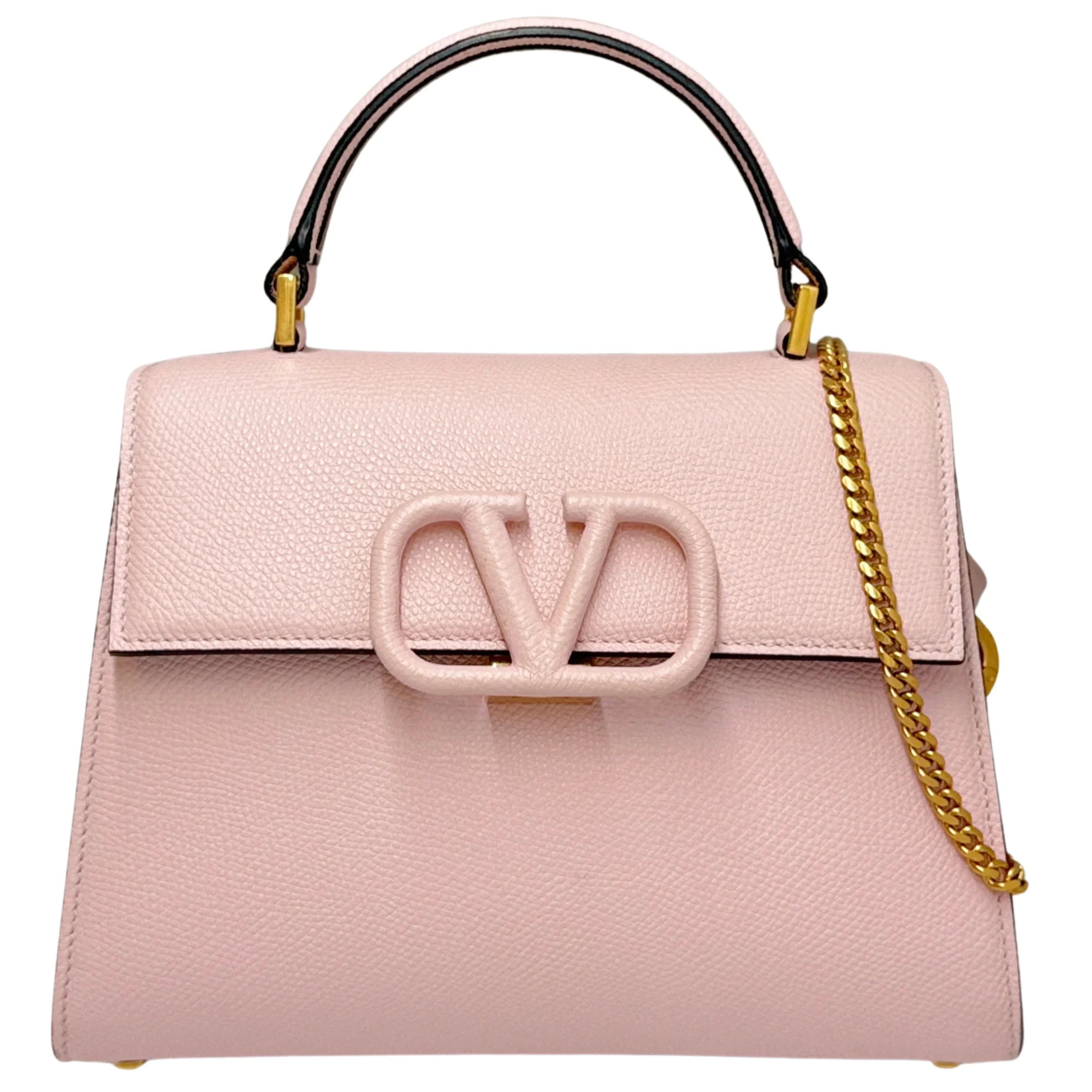 Valentino Garavani Small VSling Shoulder Bag Leather Pink - Lost Designer