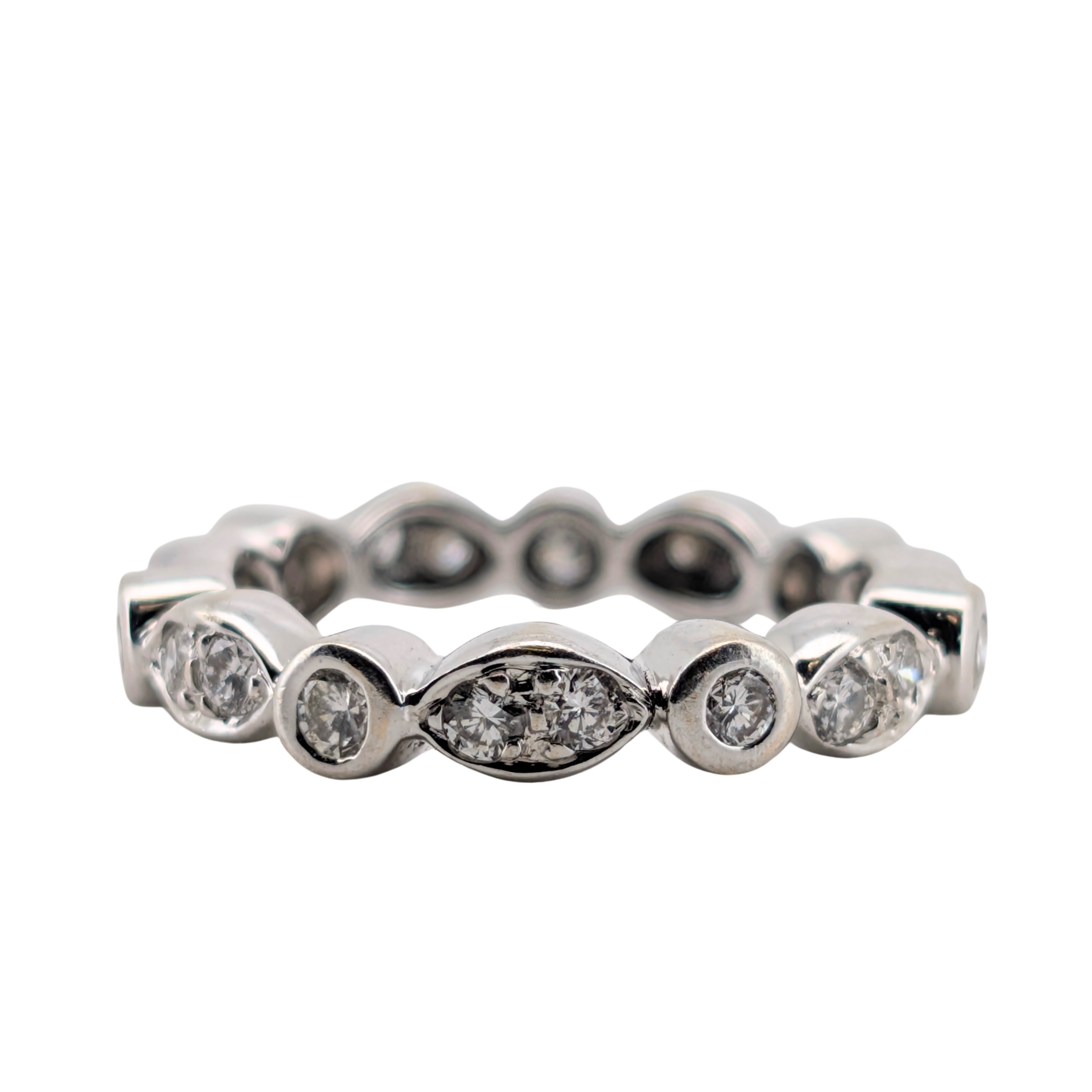 0.50Ct Natural Diamond Marquise Motif Eternity Band Ring In 18K White Gold
