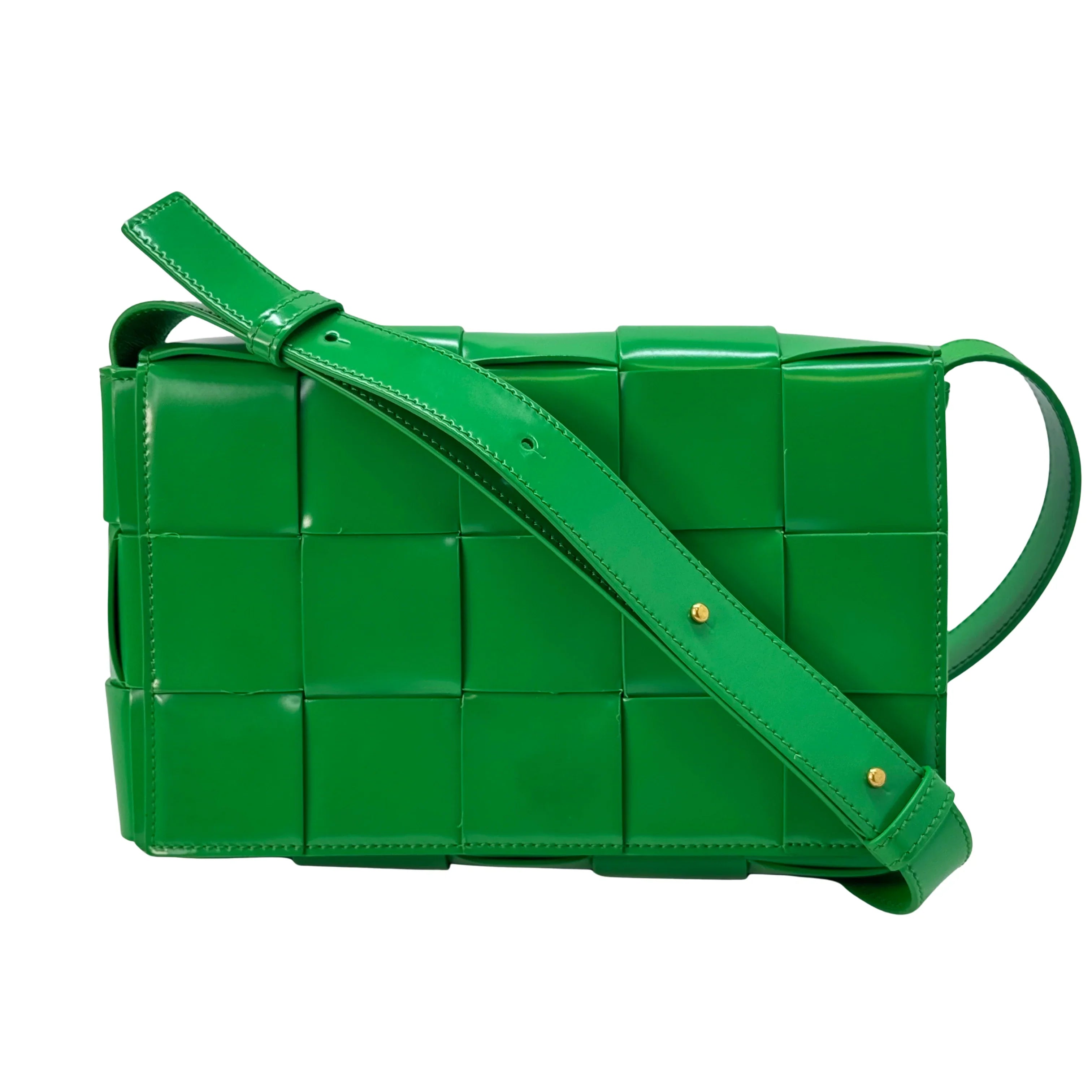 Bottega Veneta Patent Maxi Intrecciato Cassette Crossbody Bag Parakeet - Lost Designer