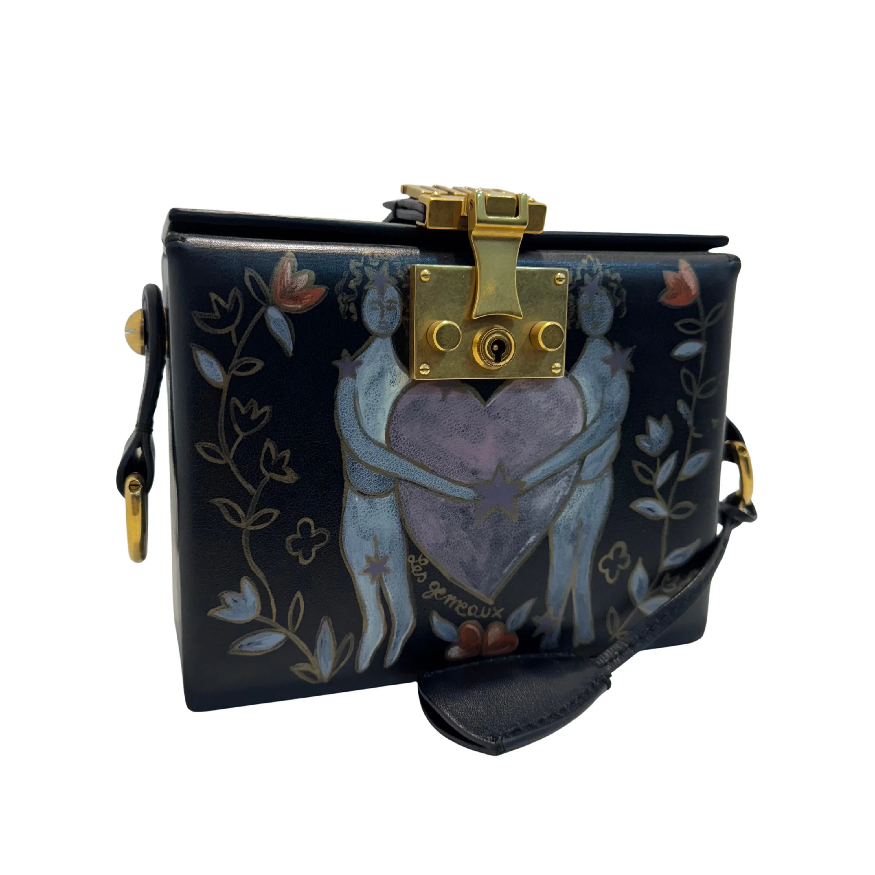 Dior Lockbox Zodiac Shoulder Bag Leather Black - Lost Designer