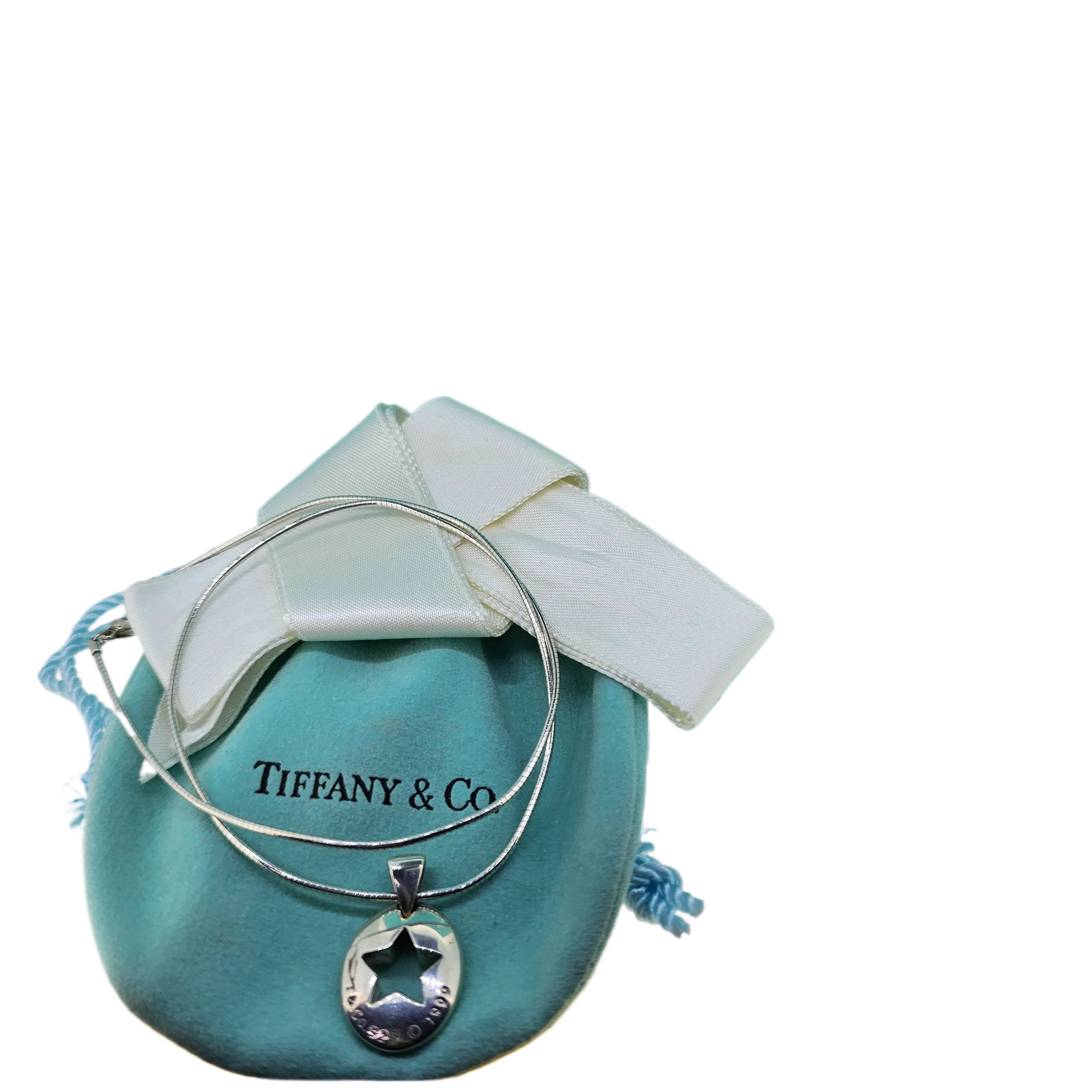 Tiffany & Co Silver Sterling Stencil Star Necklace Choker - Lost Designer