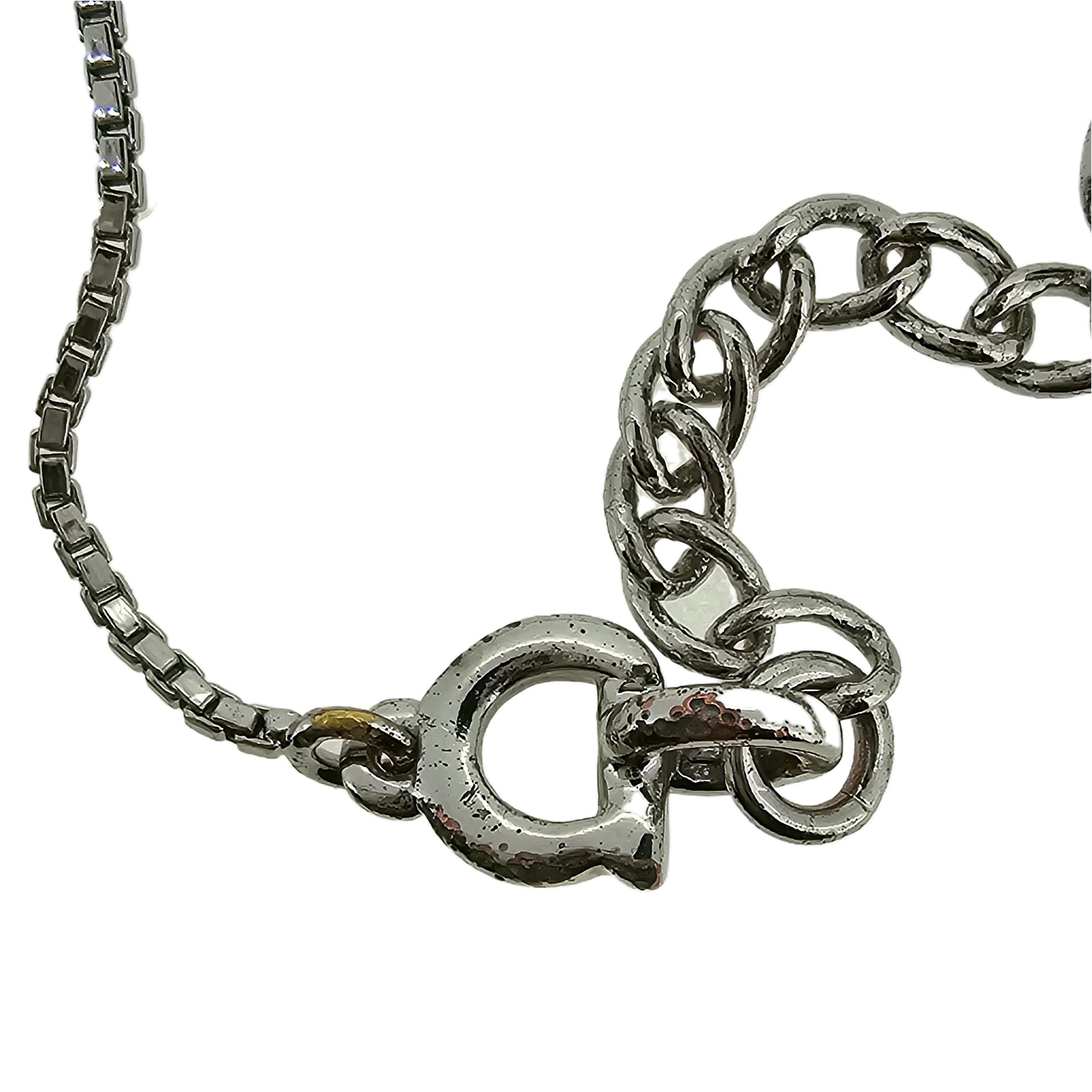 Dior Silver Brass And Enamel Logo Plate Pendant Necklace - Lost Designer