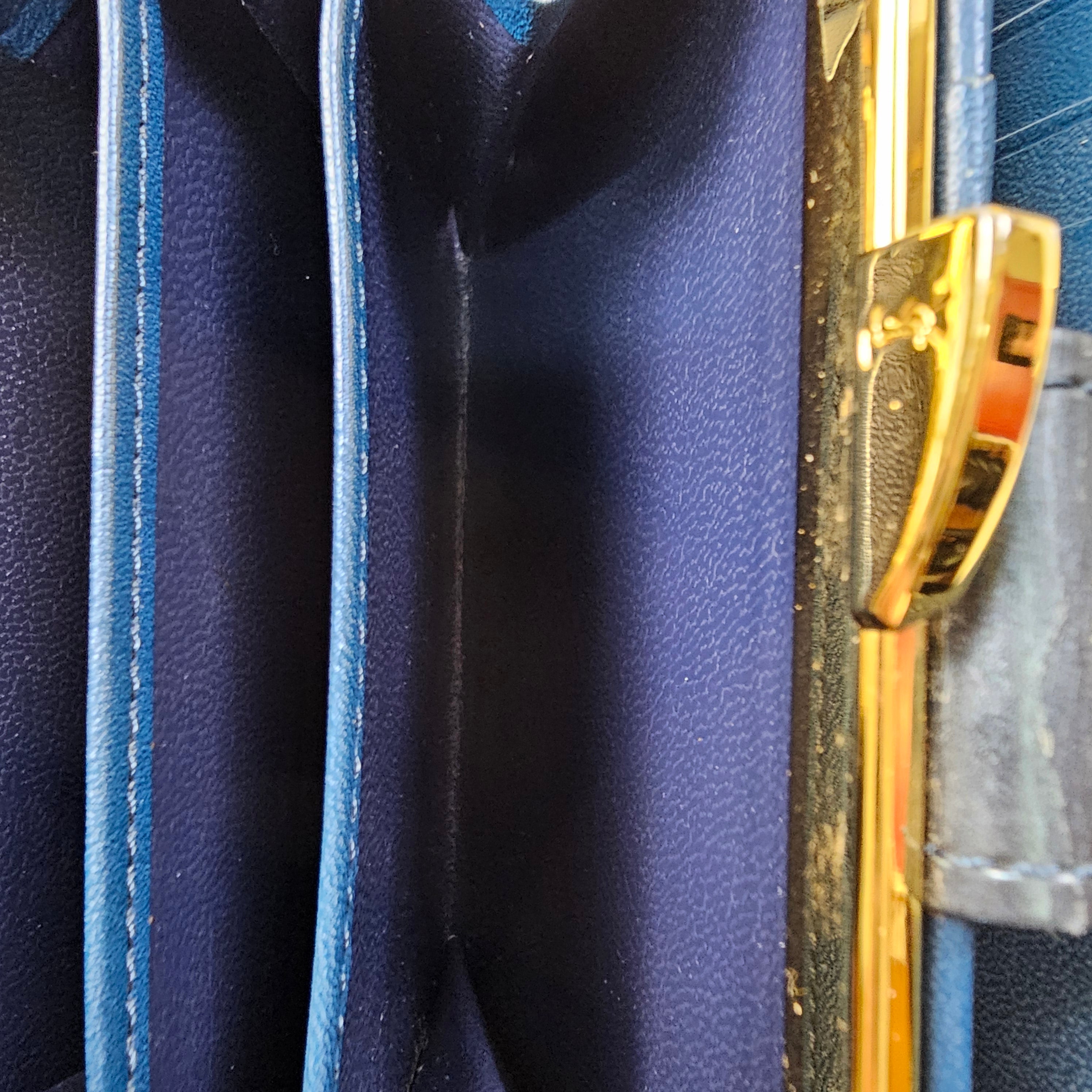 Yves Saint Laurent Navy Blue Leather Wallet