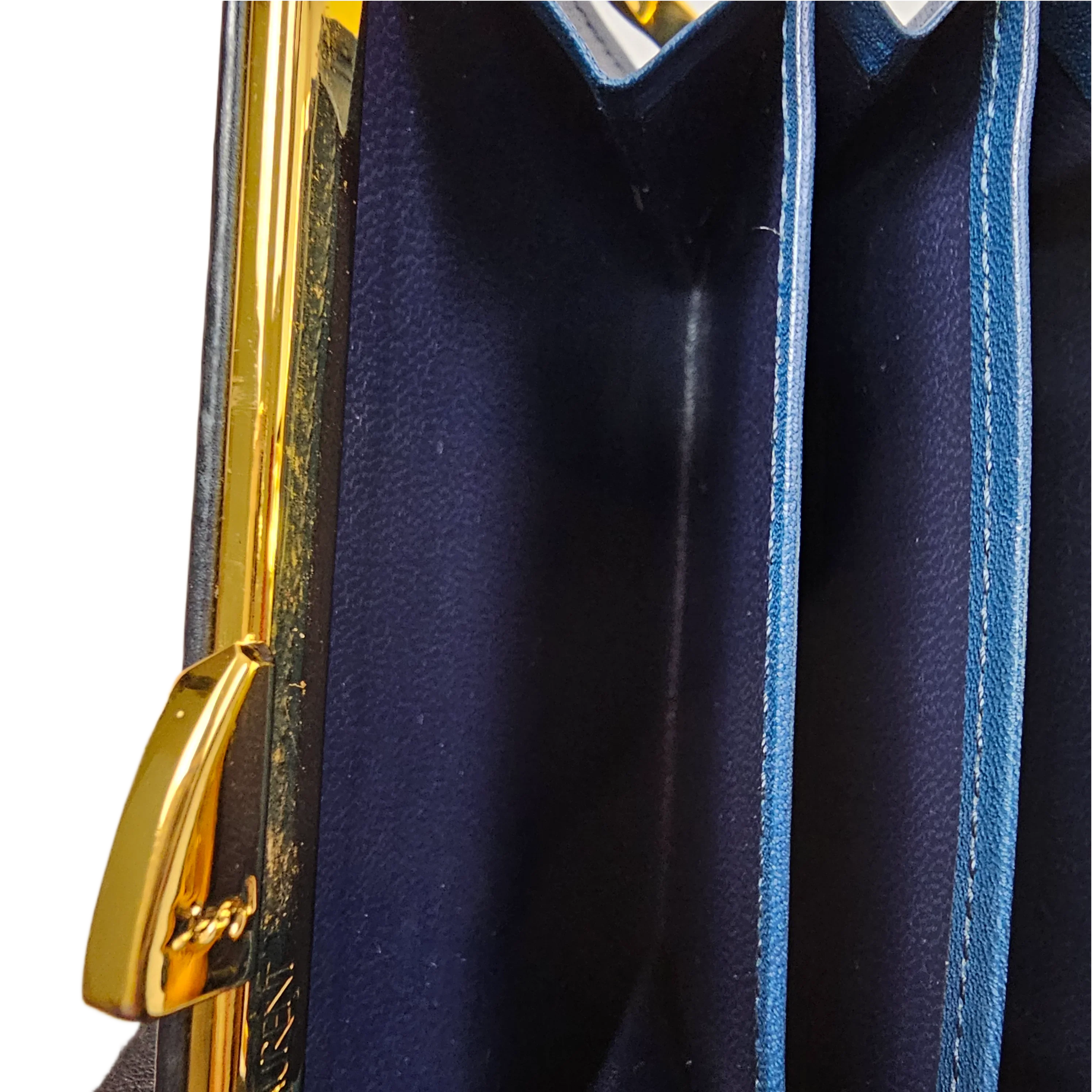 Yves Saint Laurent Navy Blue Leather Wallet - Lost Designer