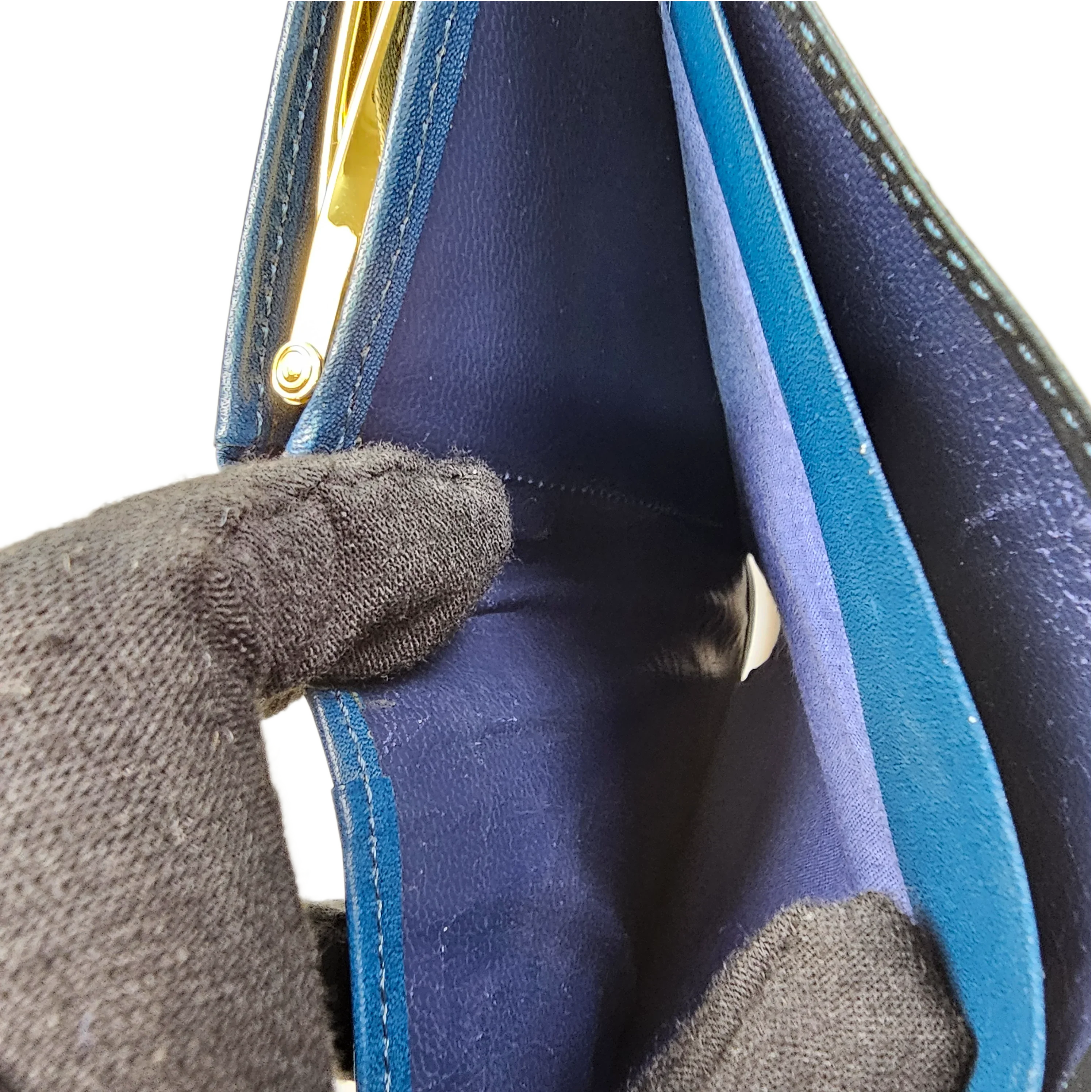 Yves Saint Laurent Navy Blue Leather Wallet - Lost Designer