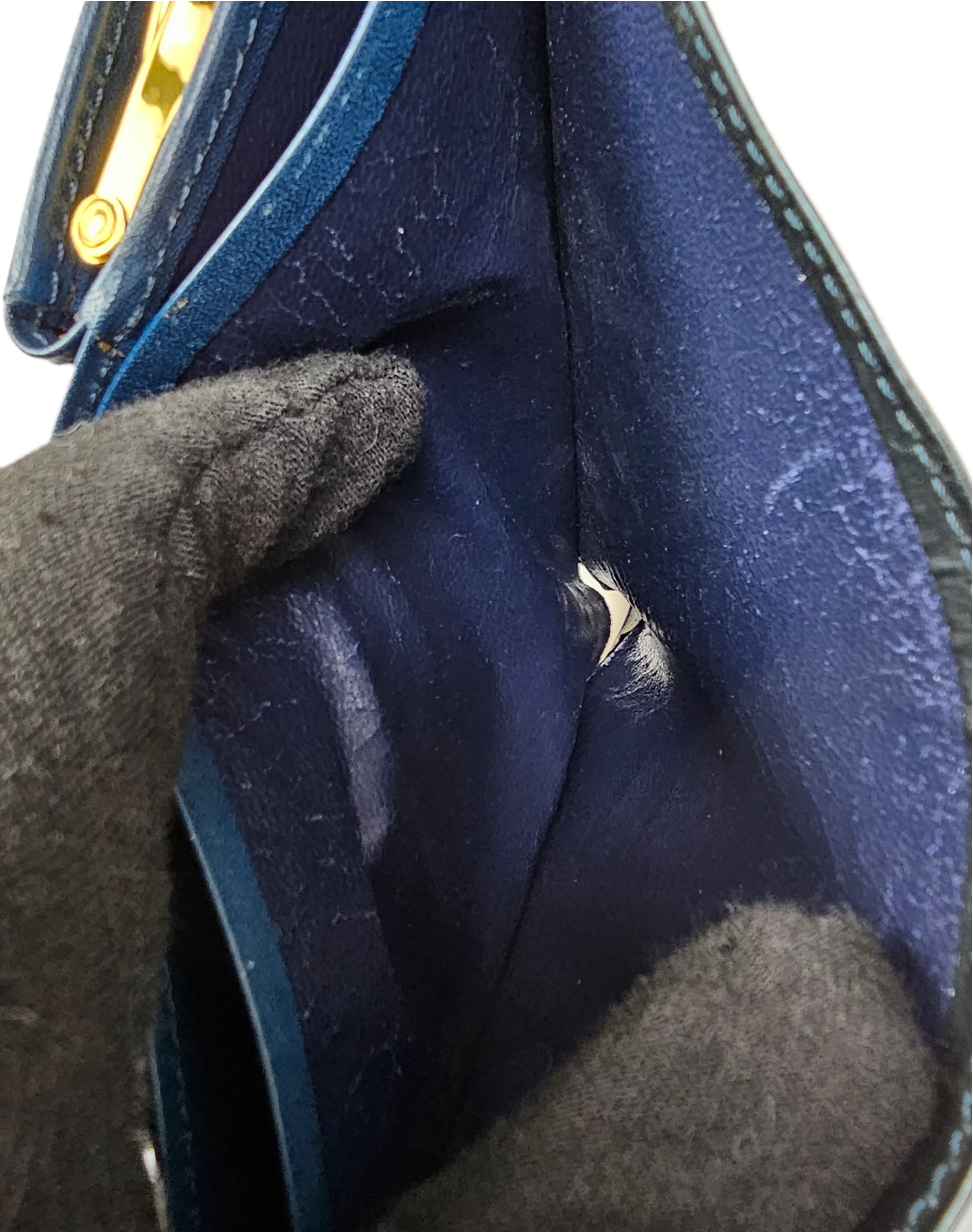 Yves Saint Laurent Navy Blue Leather Wallet - Lost Designer