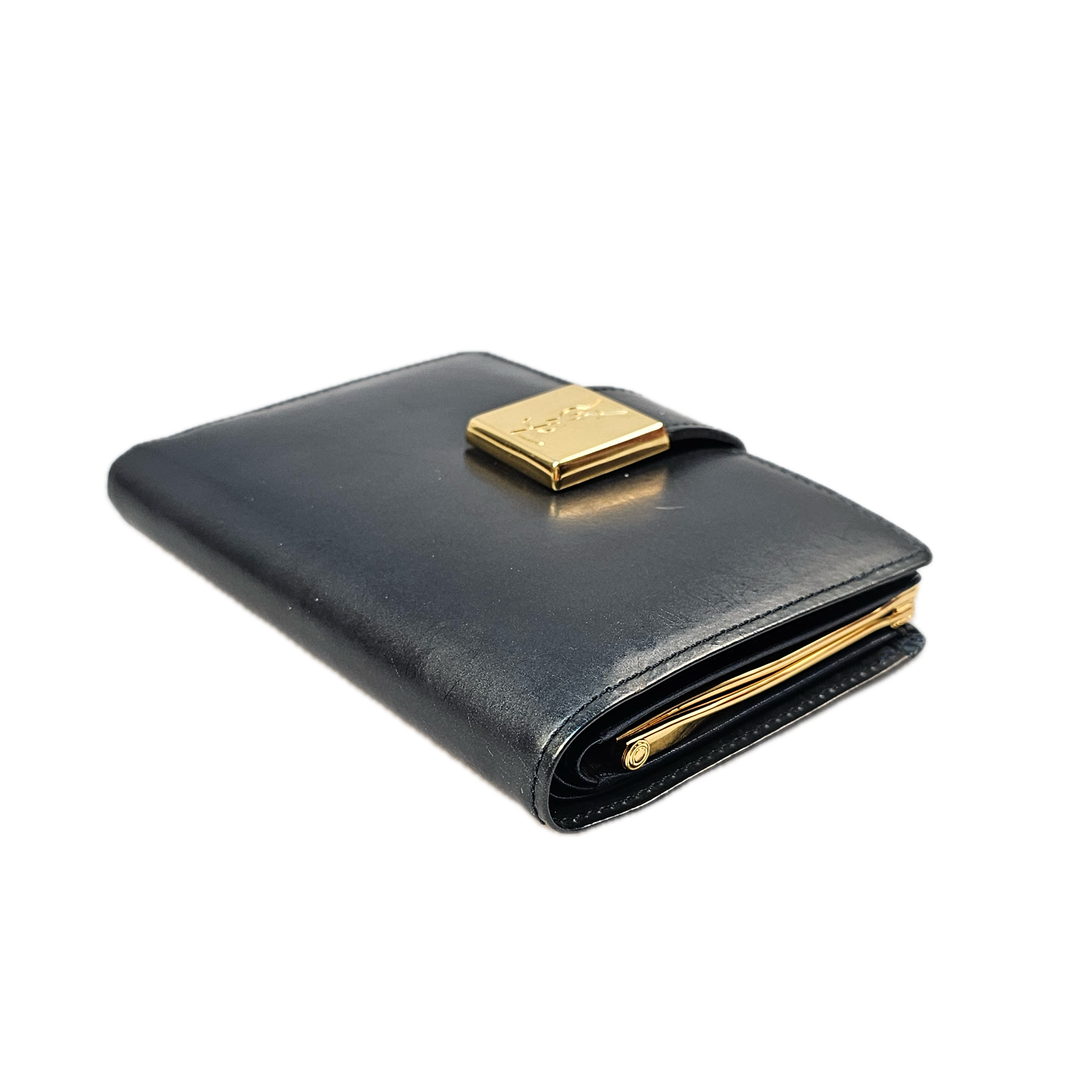 Yves Saint Laurent Navy Blue Leather Wallet