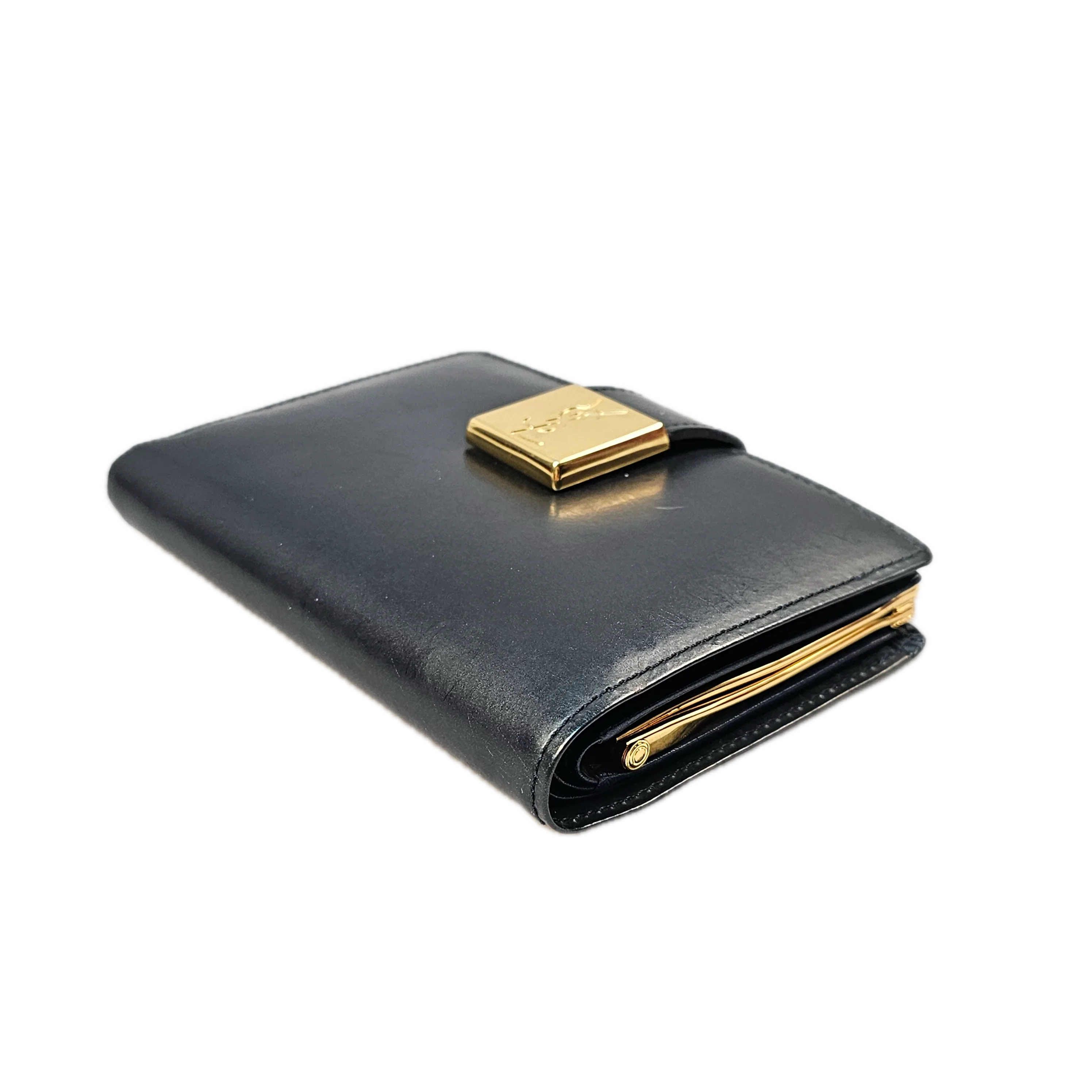 Yves Saint Laurent Navy Blue Leather Wallet - Lost Designer