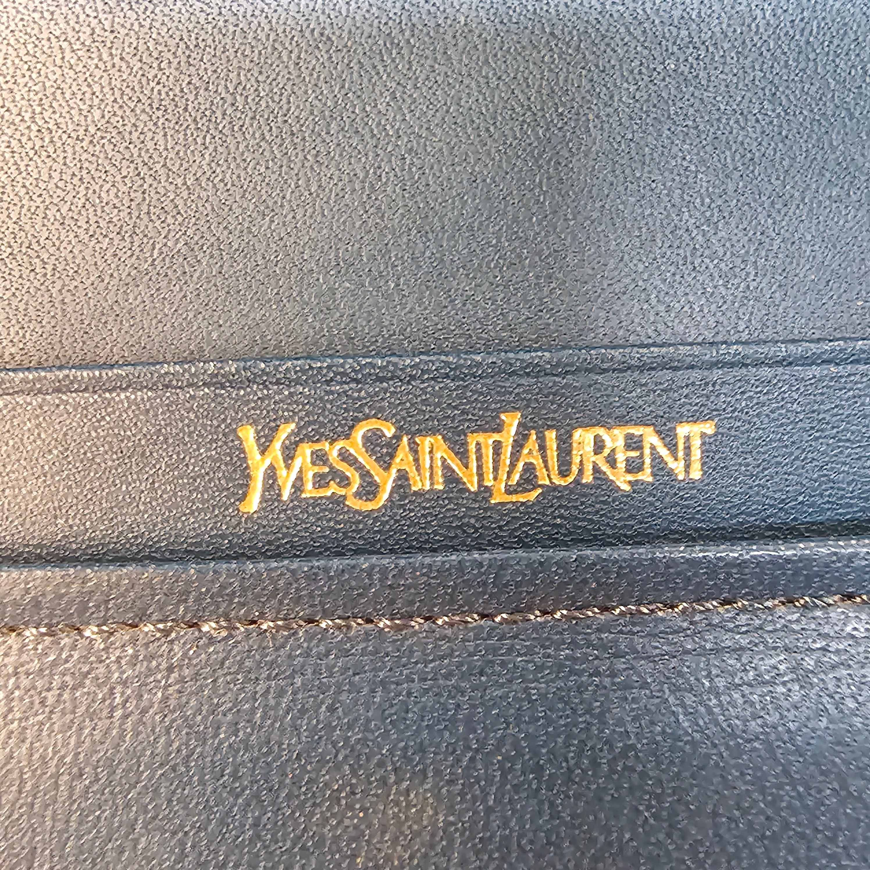 Yves Saint Laurent Navy Blue Leather Wallet