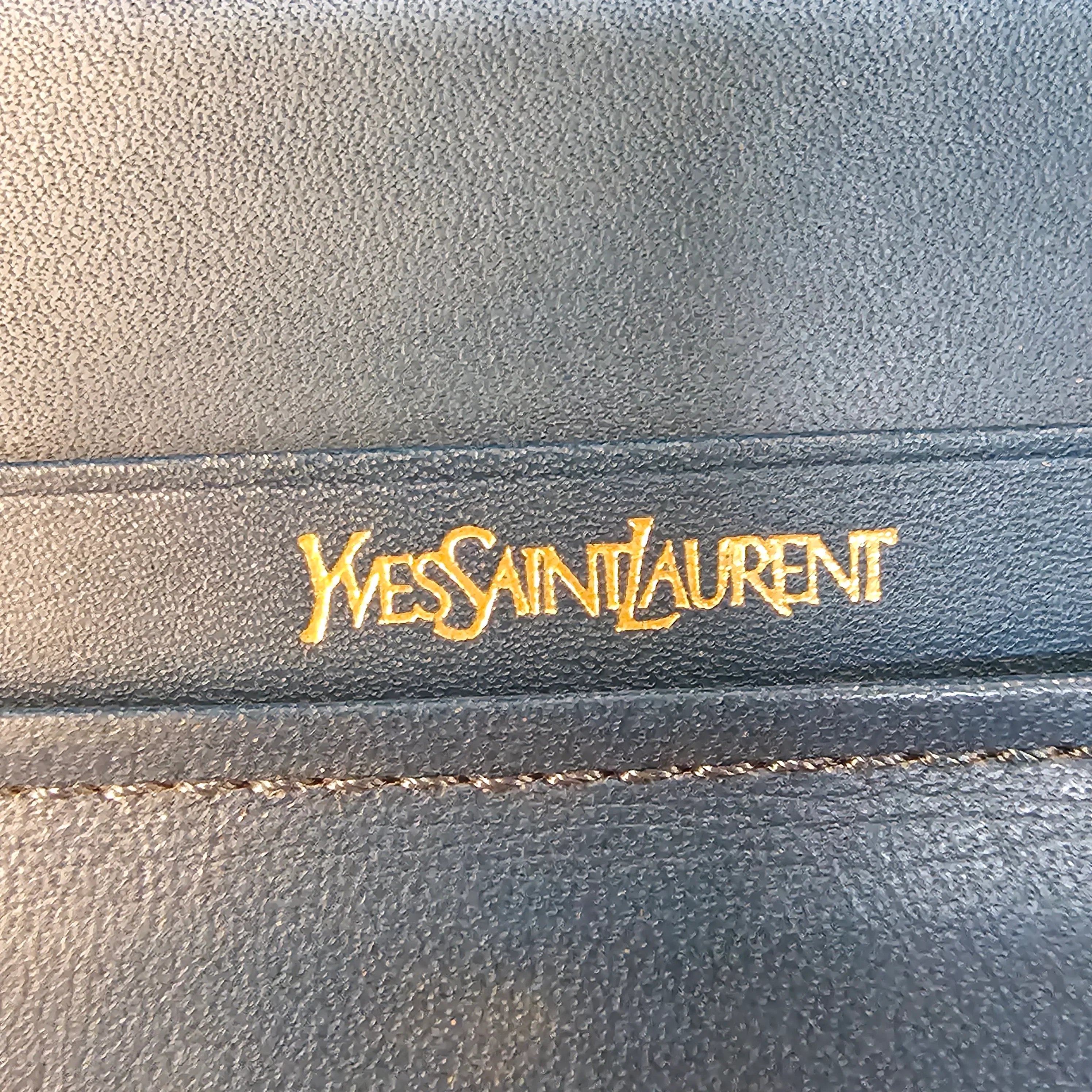 Yves Saint Laurent Navy Blue Leather Wallet - Lost Designer