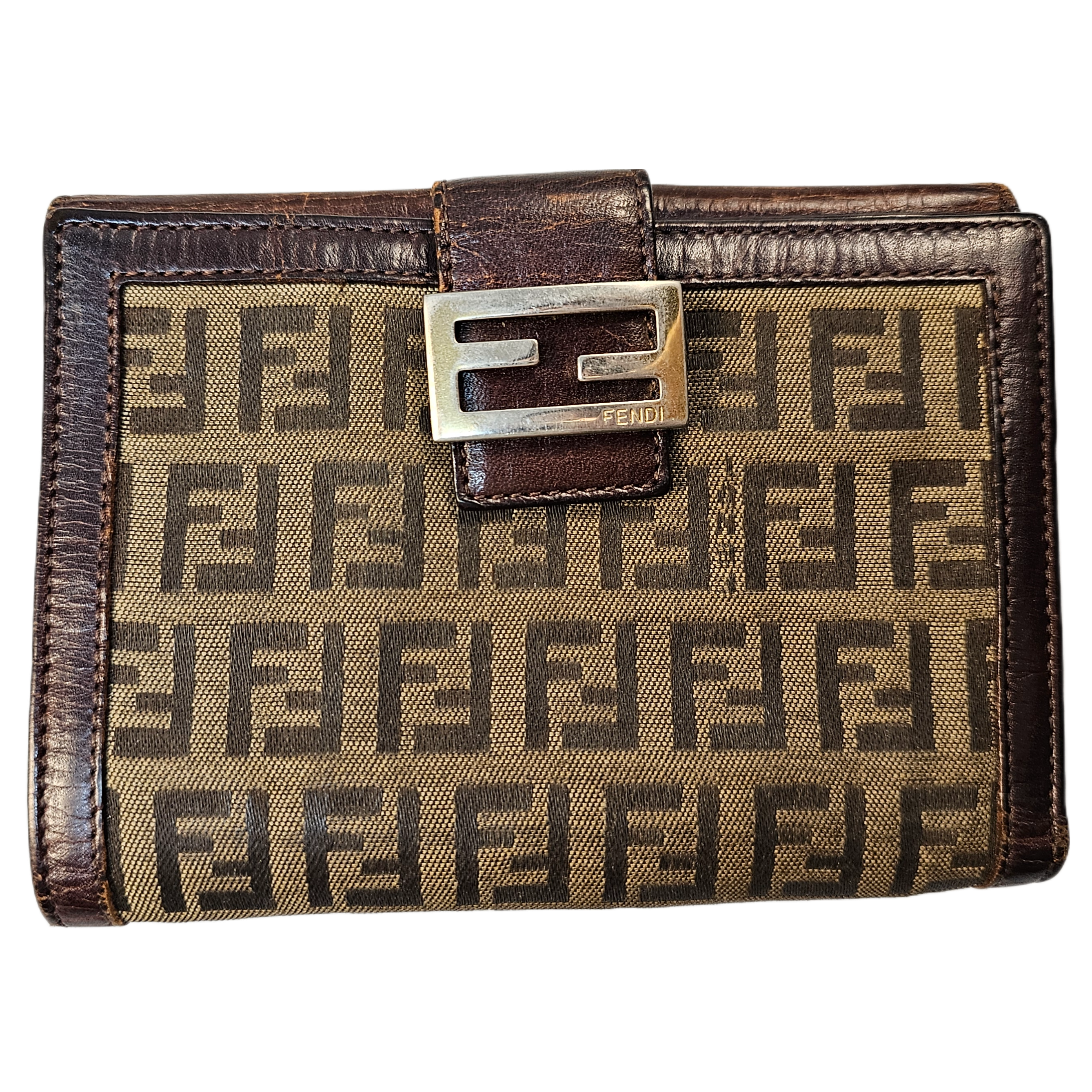 Fendi Monogram Leather & Canvas Wallet