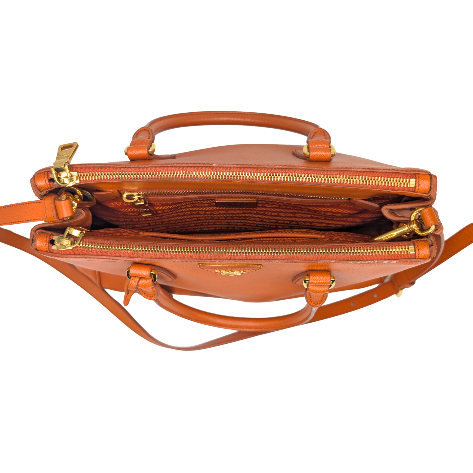Prada Galleria Handbag Saffiano Leather Orange