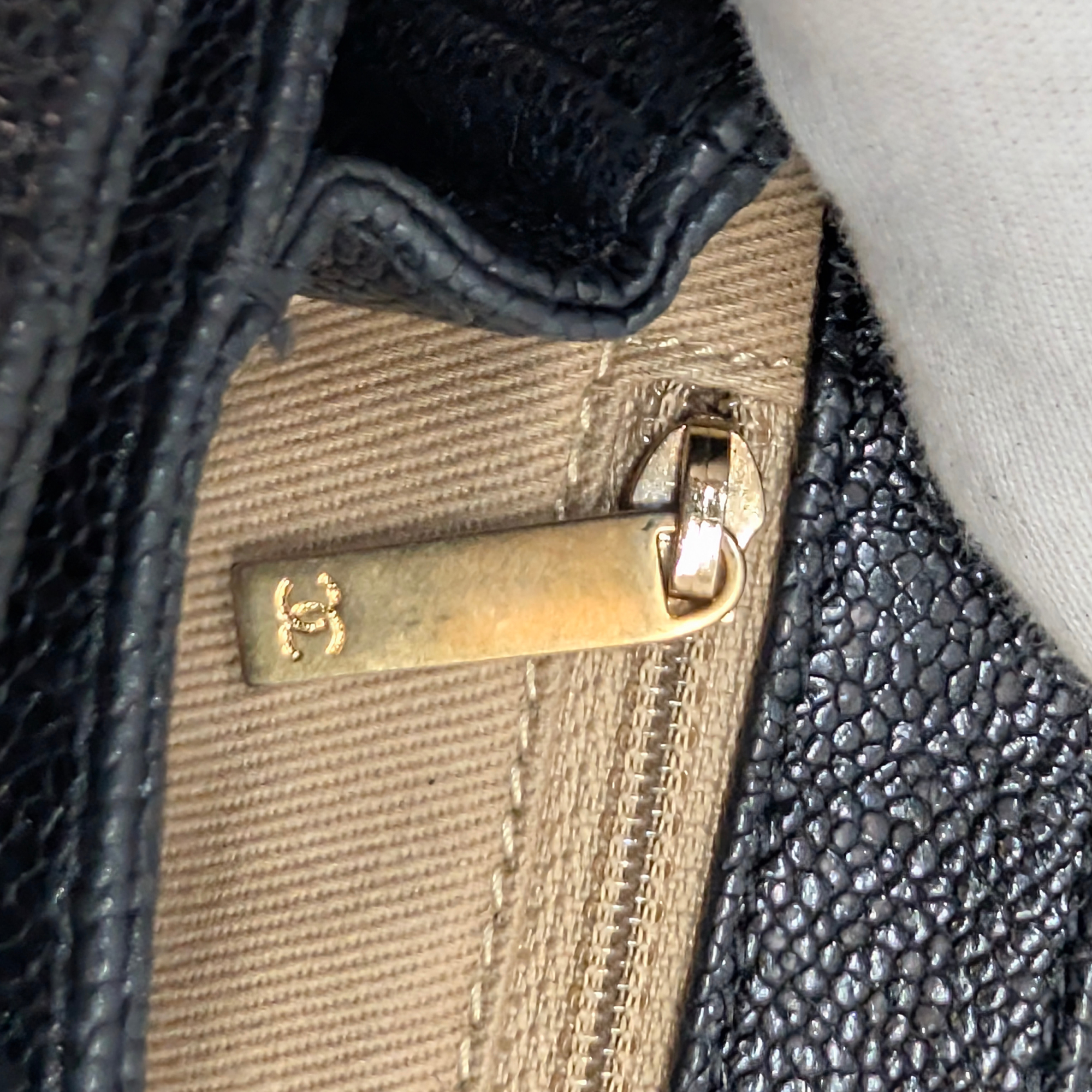 Chanel Mademoiselle 2.55 Cavier Leather Lock Flap Bag Black