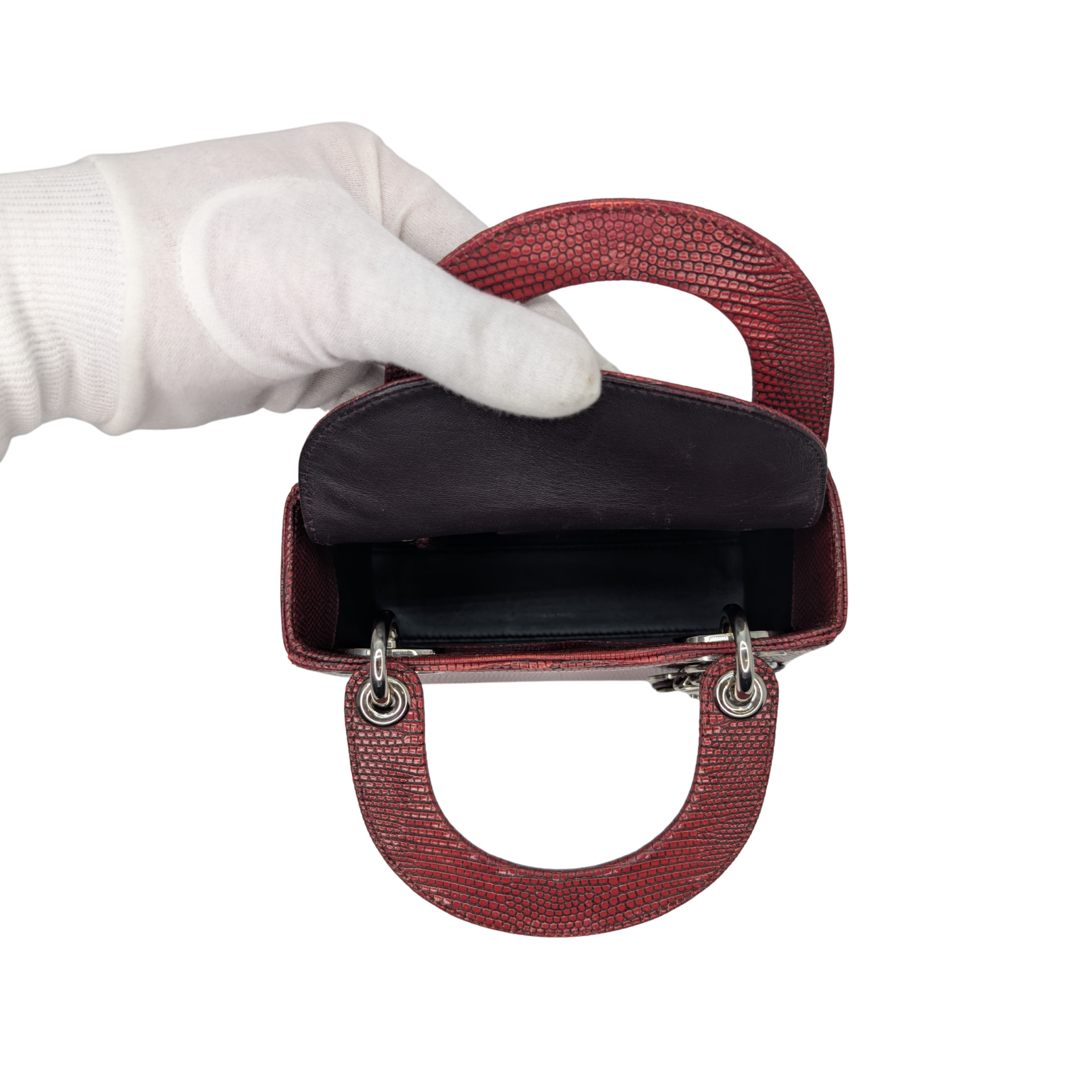 Christian Dior Mini Lady Dior Python Burgundy