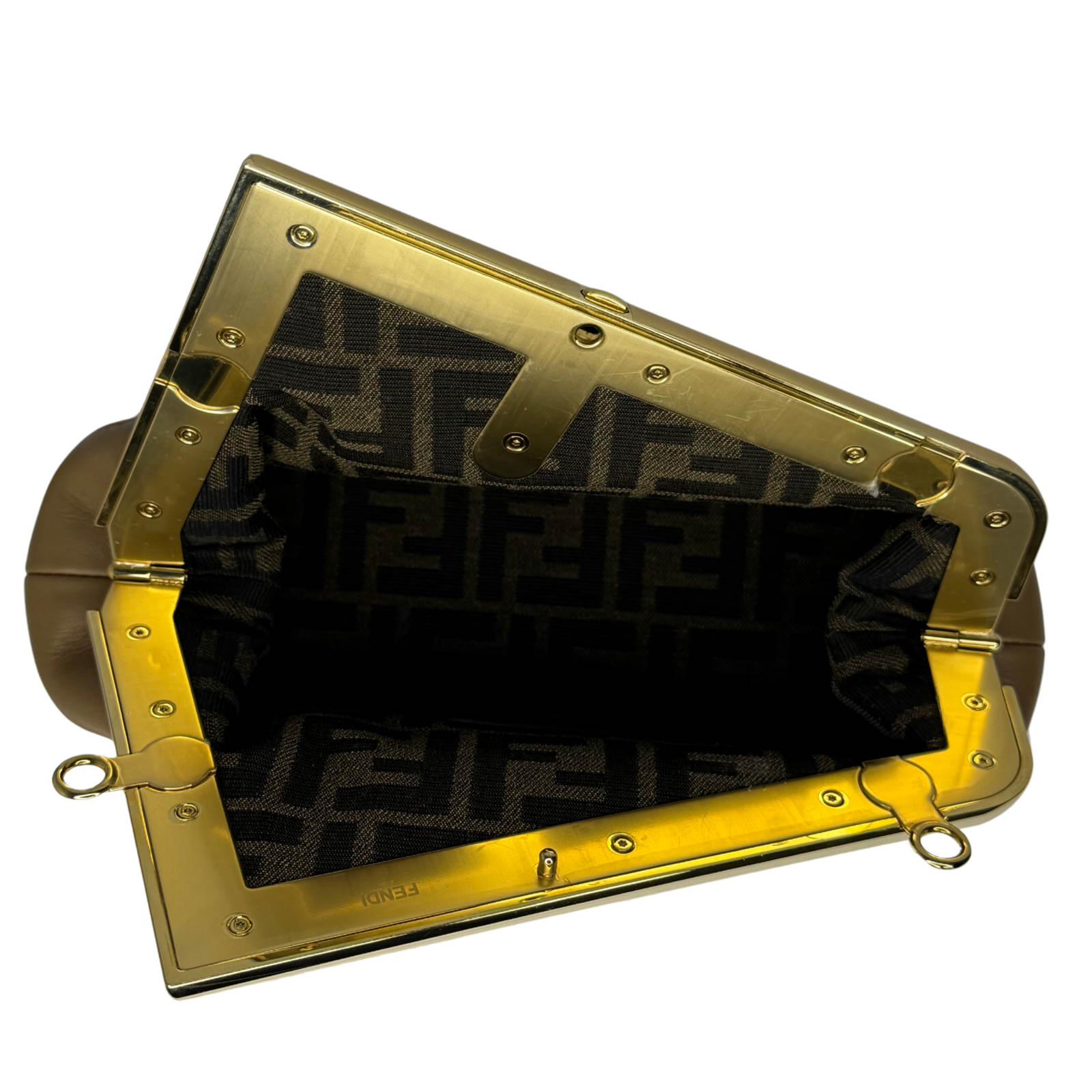 Fendi First Small Shiny Nappa Beige Snakeskin Lambskin Crossbody Bag