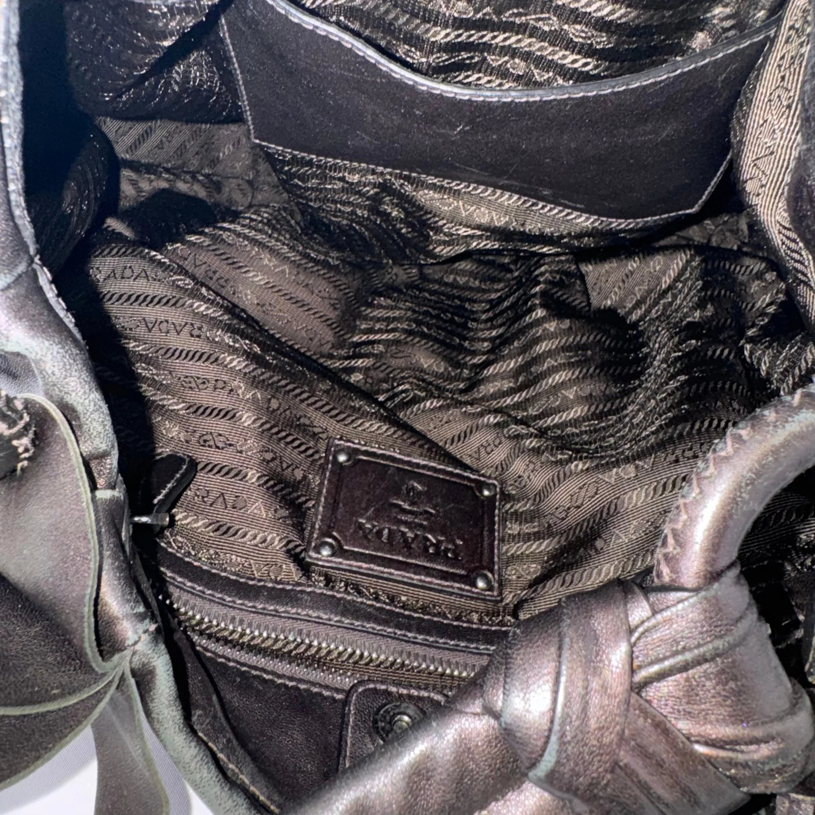 Prada Nappa Ruffle Hobo Grafite Mordore Shoulder Bag - Lost Designer