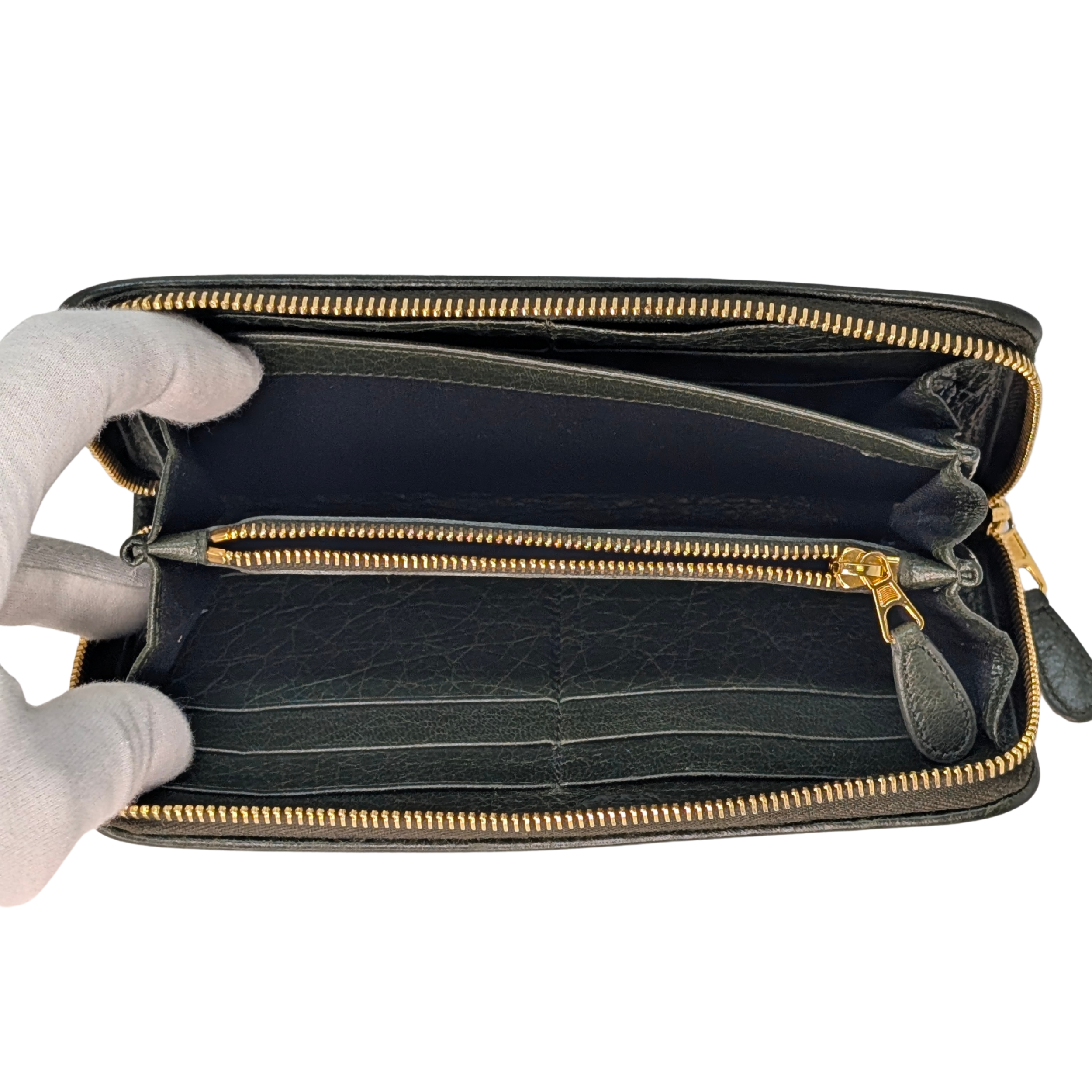 Balenciaga Zip Around Long Wallet Olive Green