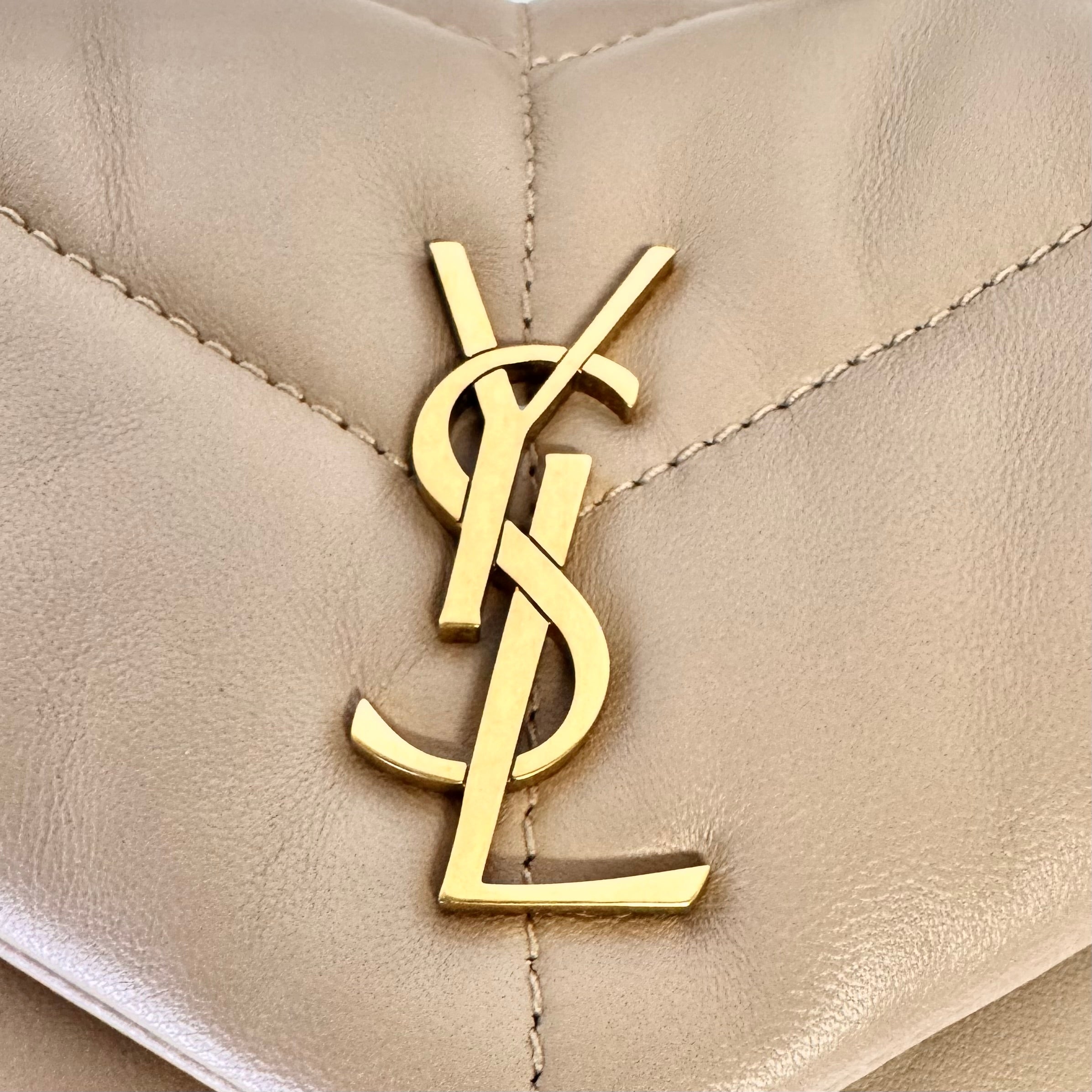Saint Laurent Lambskin Toy Loulou Puffer Chain Bag – Dark Beige