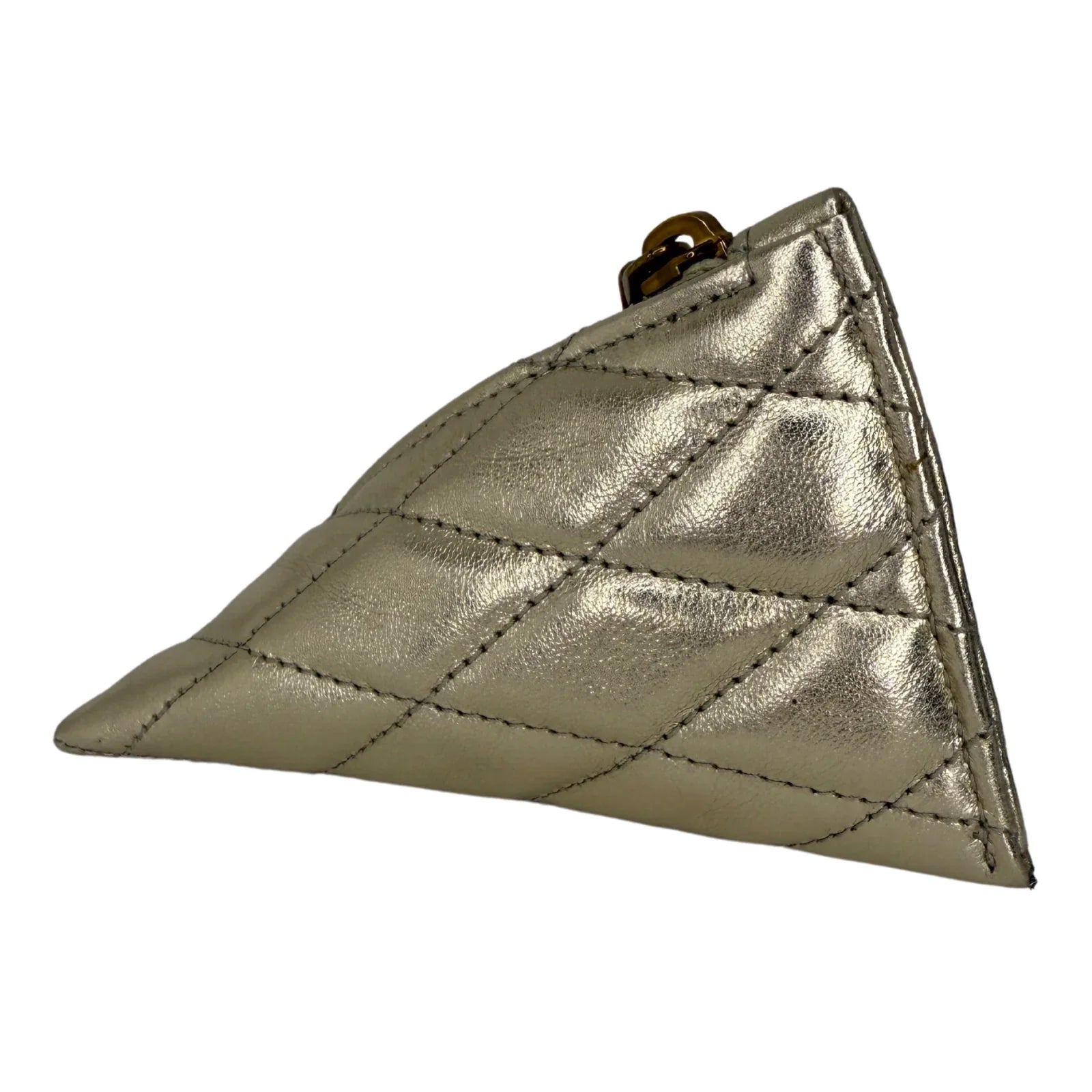 YSL Yves Saint Laurent Metallic Calfskin Berlingo Bag Charm Platino