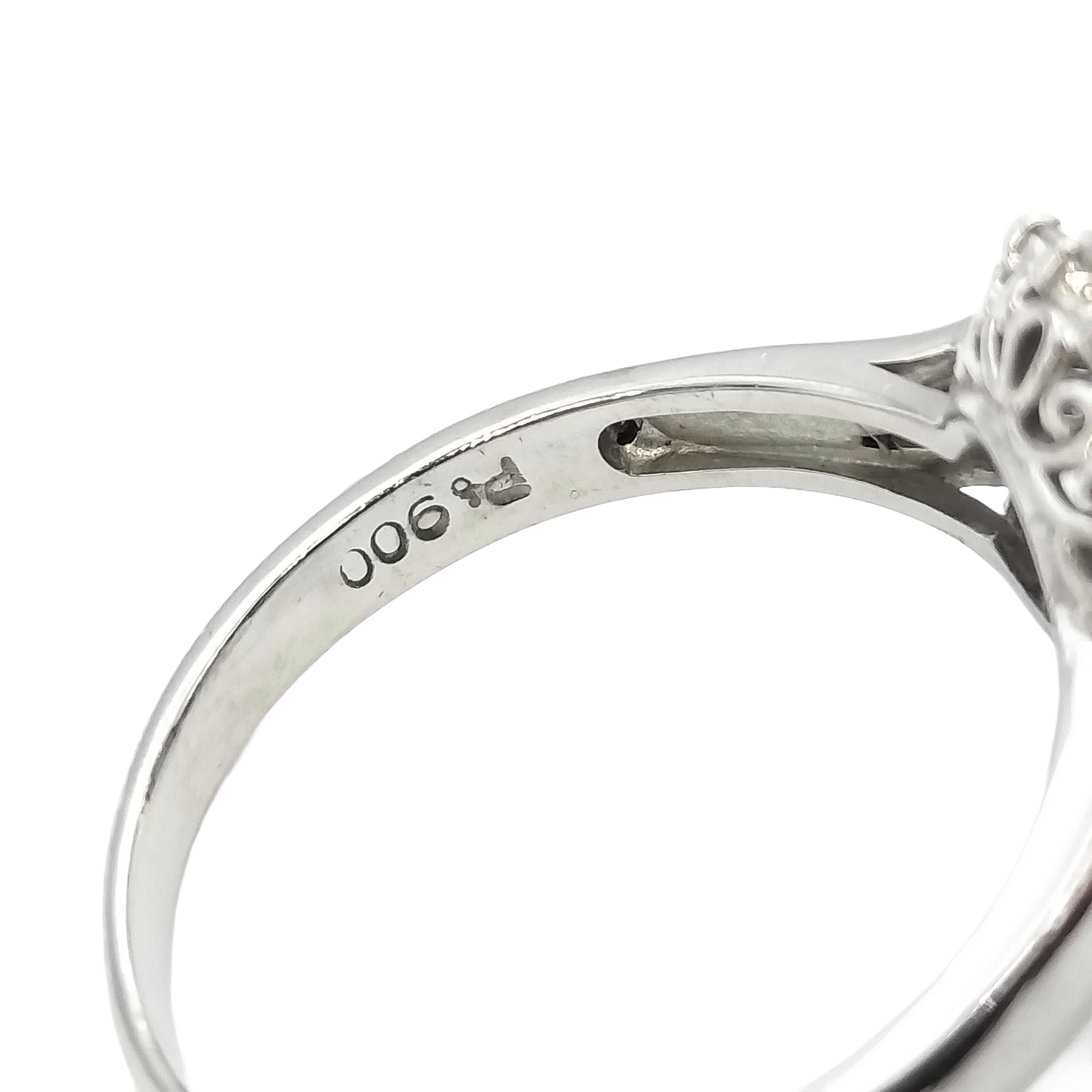 Platinum 900 Natural Sapphire 1.00ct & Diamond .02ct Cluster Ring Size R½