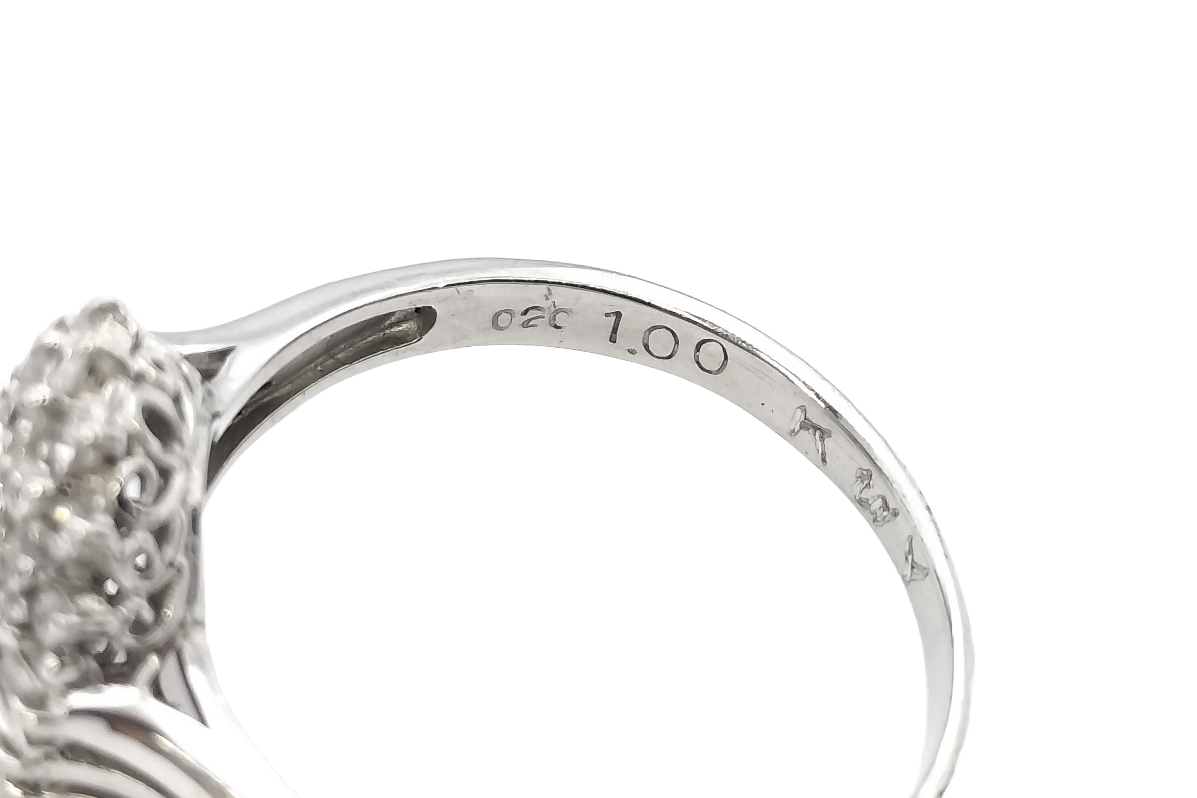 Platinum 900 Natural Sapphire 1.00ct & Diamond .02ct Cluster Ring Size R½