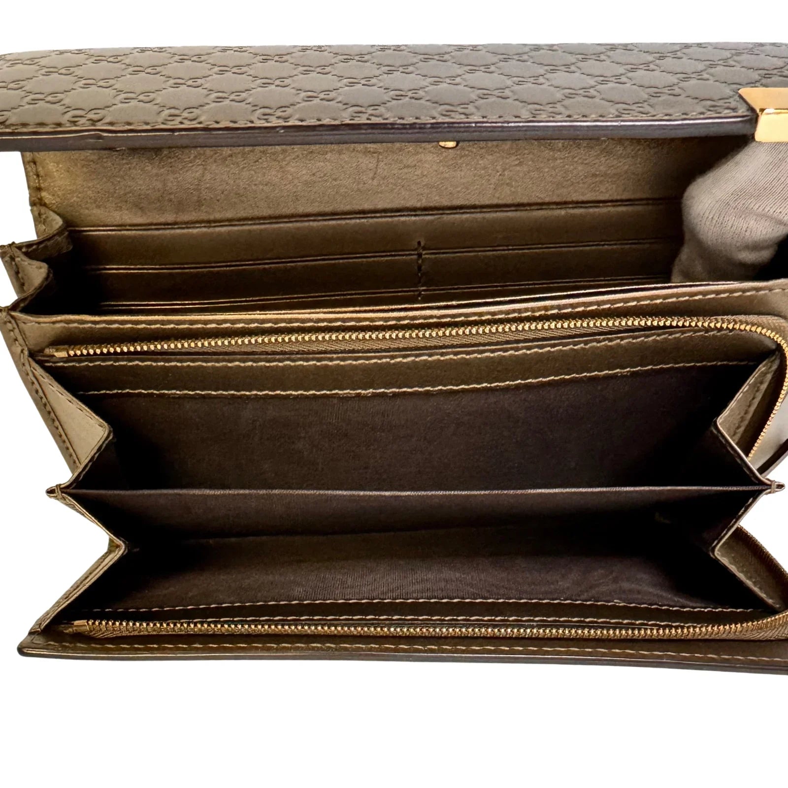 Gucci Leather Wallet on Chain Metallic Silver-Bronze