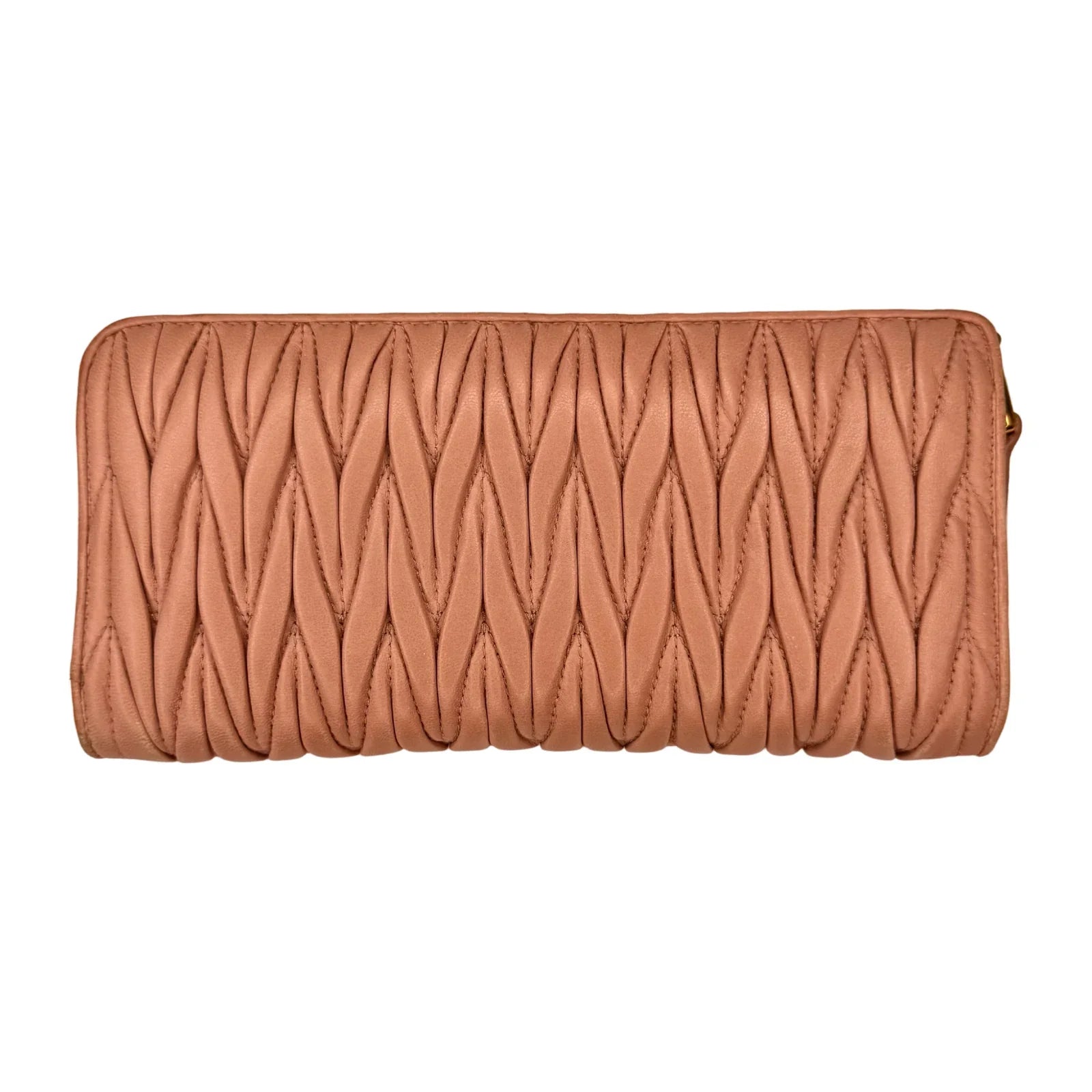 Miu Miu Matelassé Zip Around Wallet – Powdered Pink