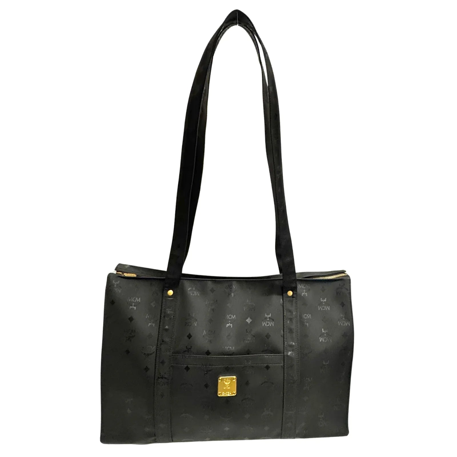 MCM Large Visetos Nylon Tote Bag Black