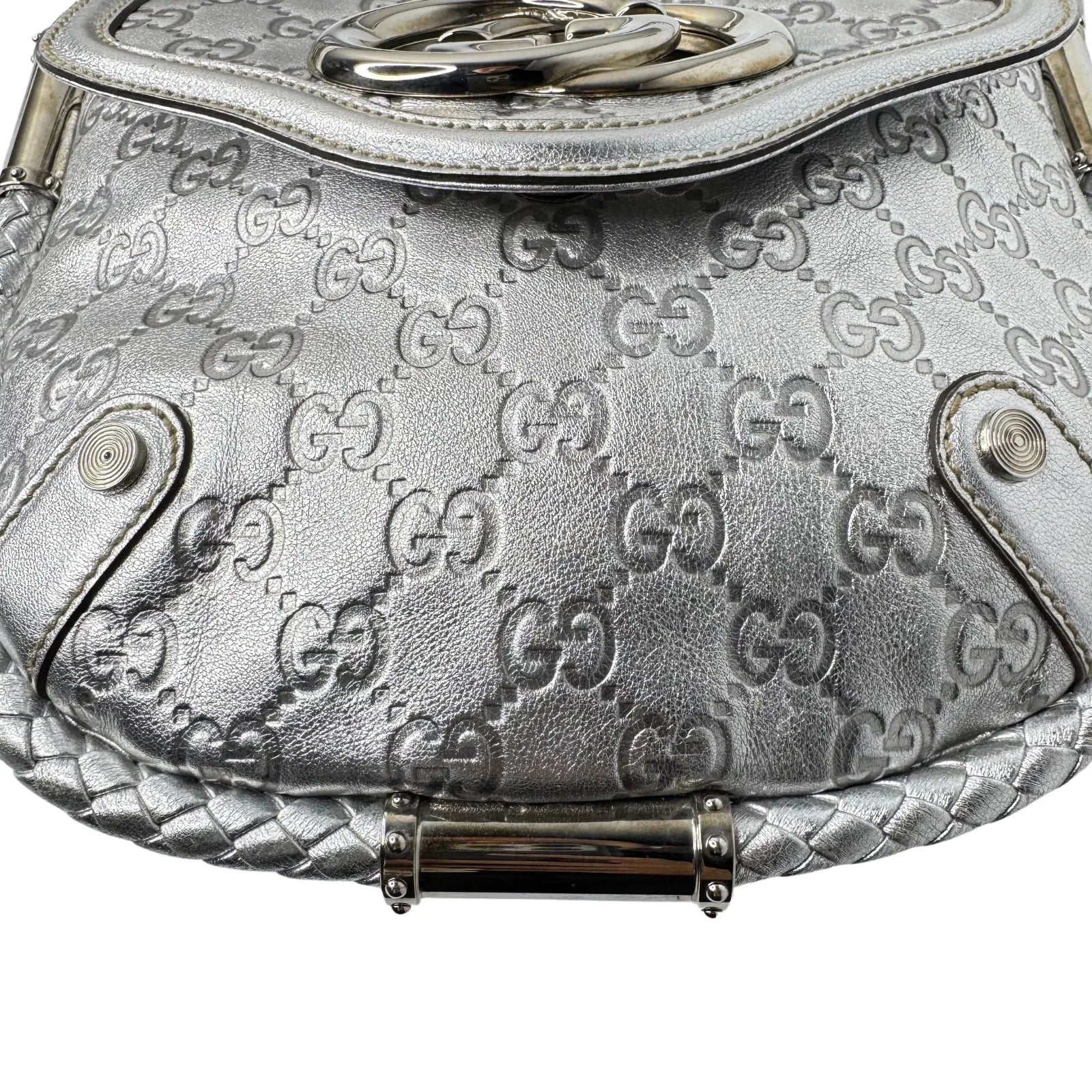 Gucci Guccissima Small Britt Tassel Shoulder Bag – Silver