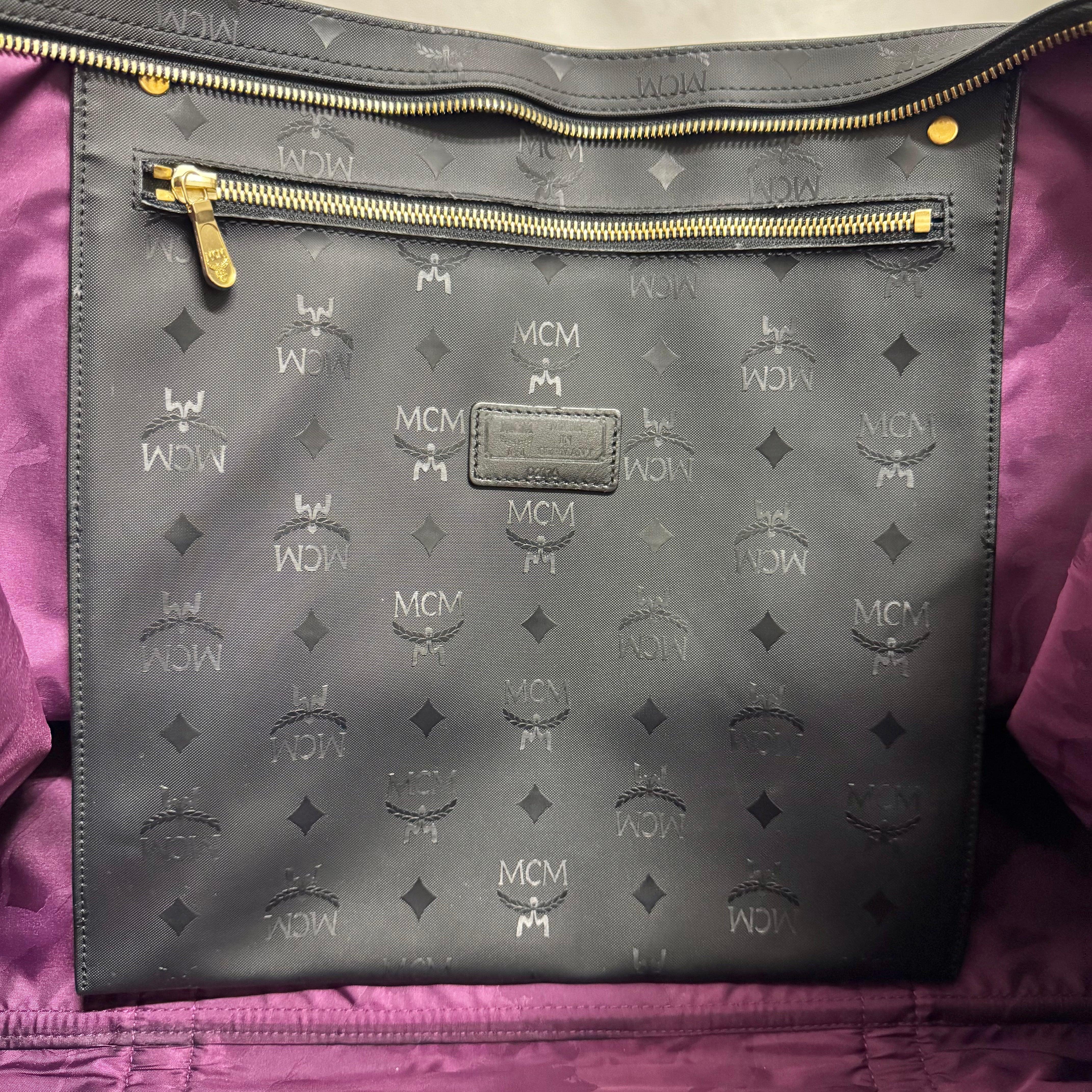 MCM Large Visetos Nylon Tote Bag Black