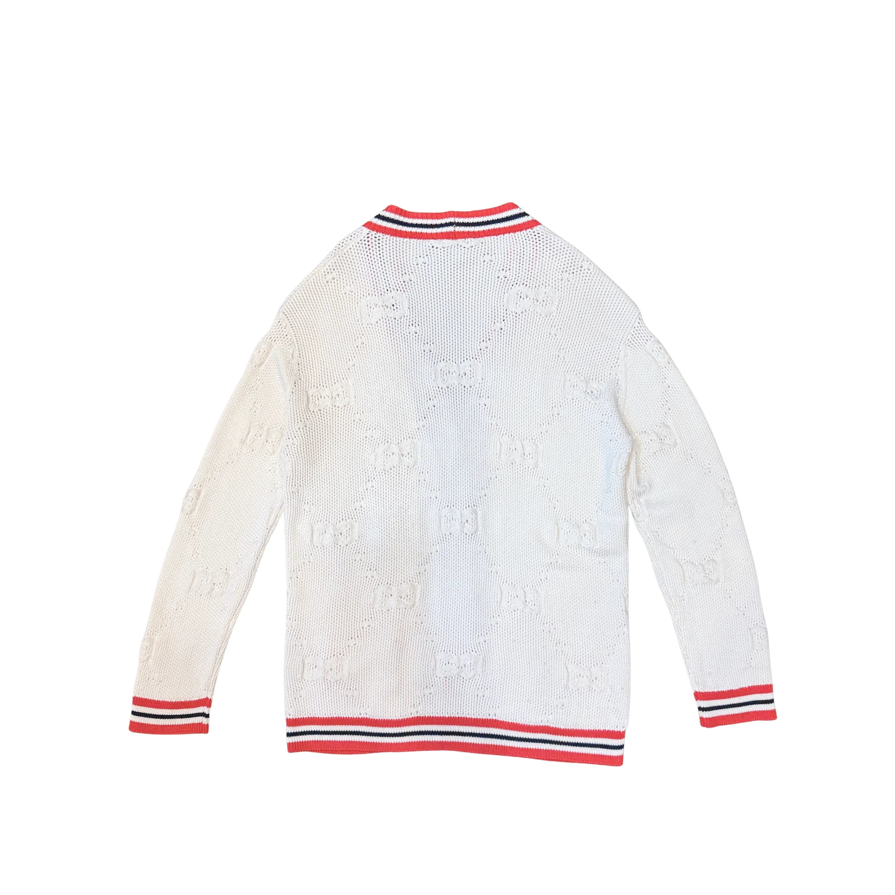Gucci Striped Knit Cardigan Wool White Large - Lost Designer