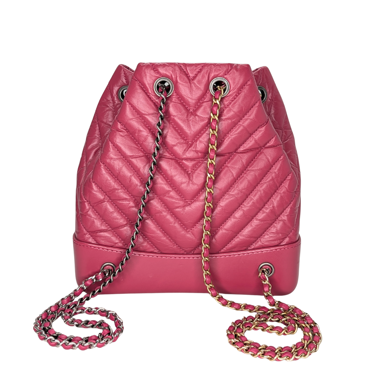 Chanel Gabrielle Small Chevron Backpack Pink