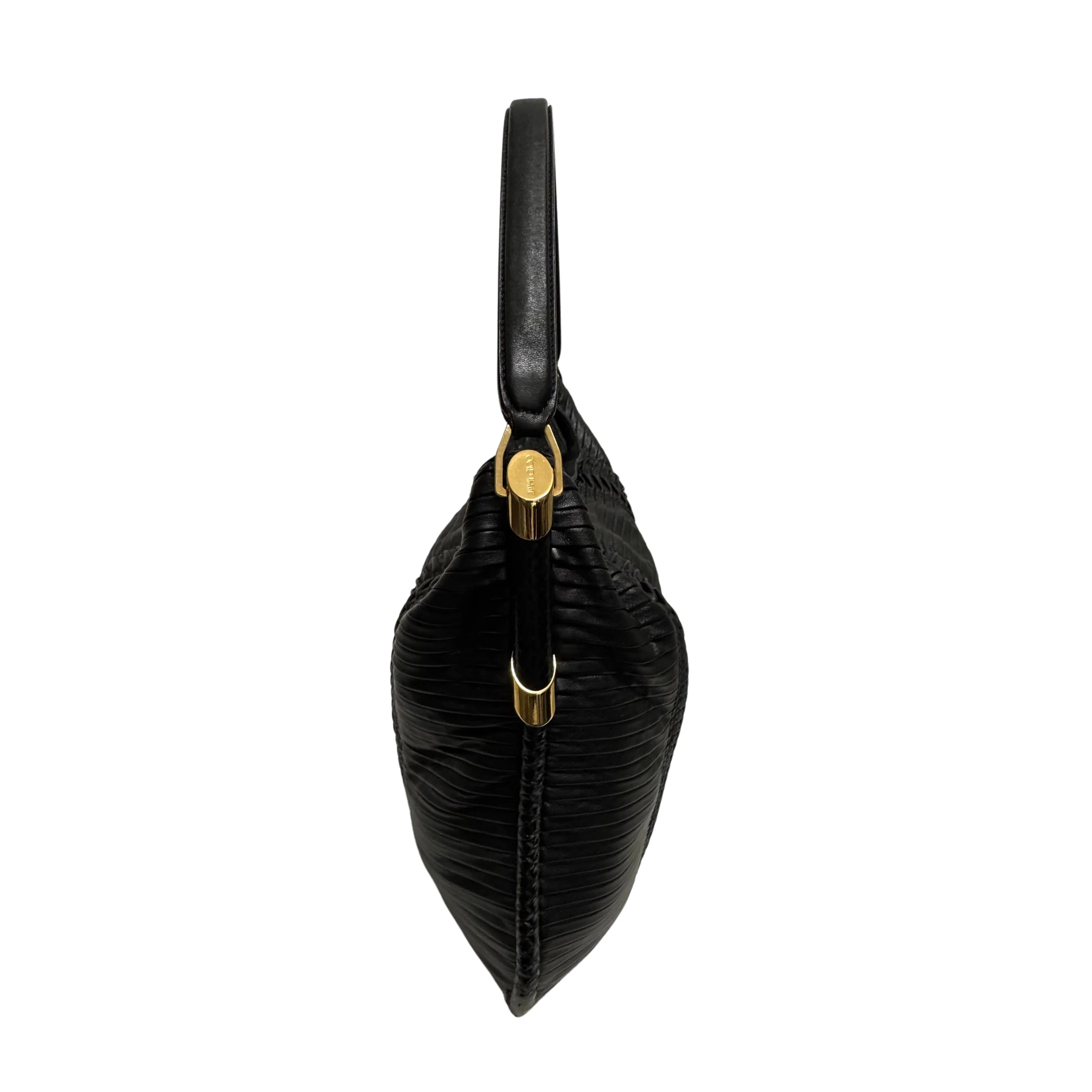 Jimmy Choo Black Leather Tote Bag with Gold-Tone Hardware