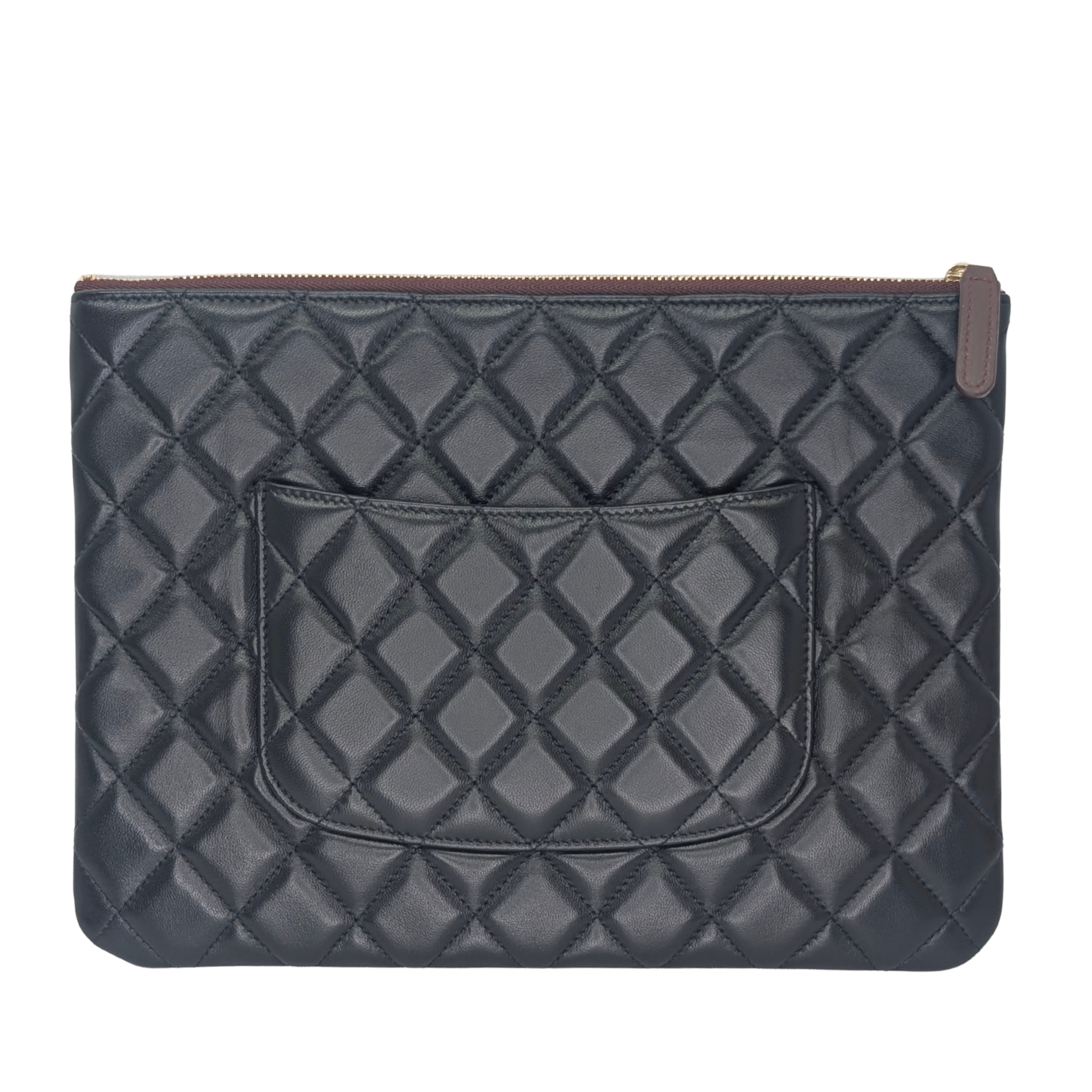 Chanel Medium O case Pouch Clutch Lambskin Black