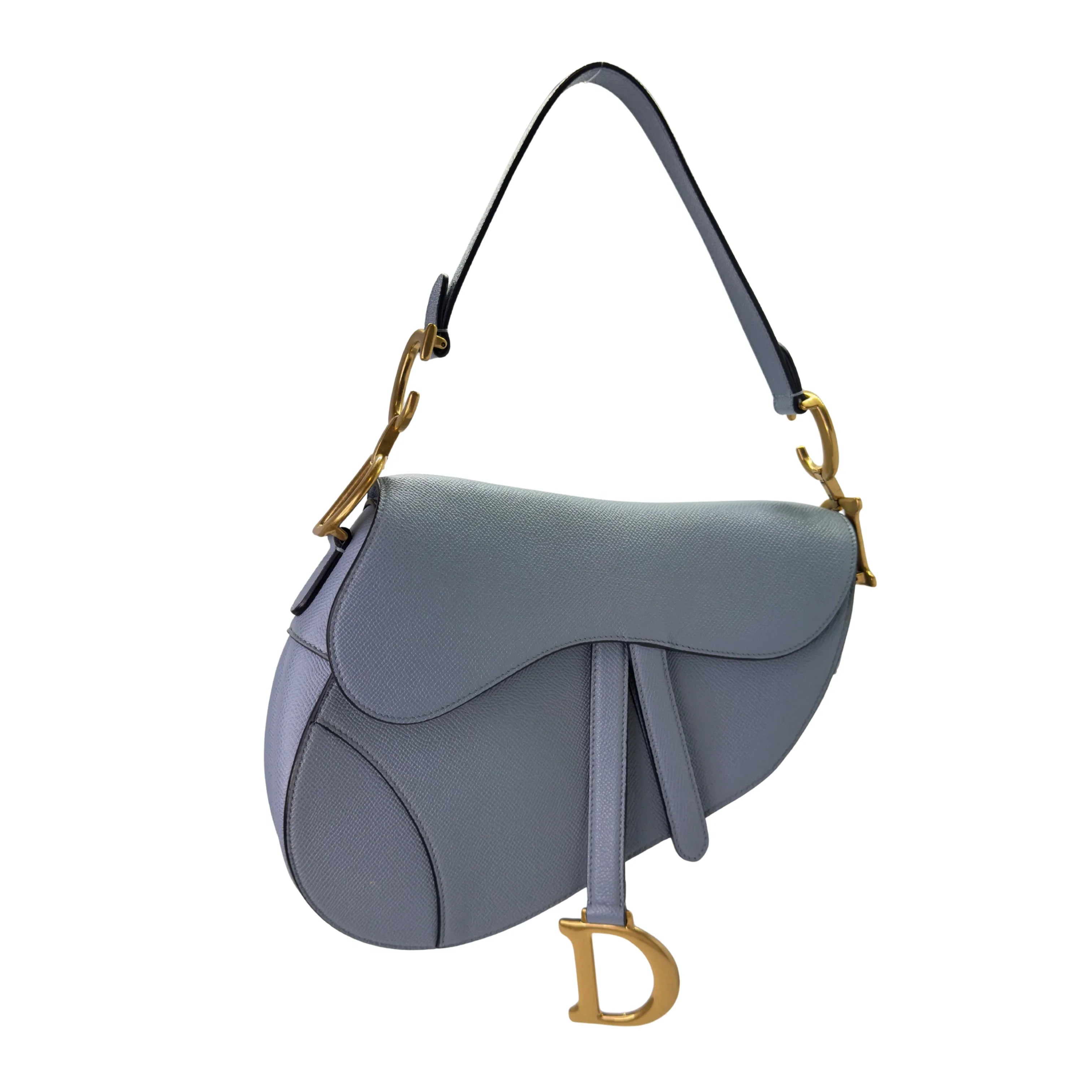 Dior Saddle Grained Calfskin Medium Handbag Blue - Lost Designer