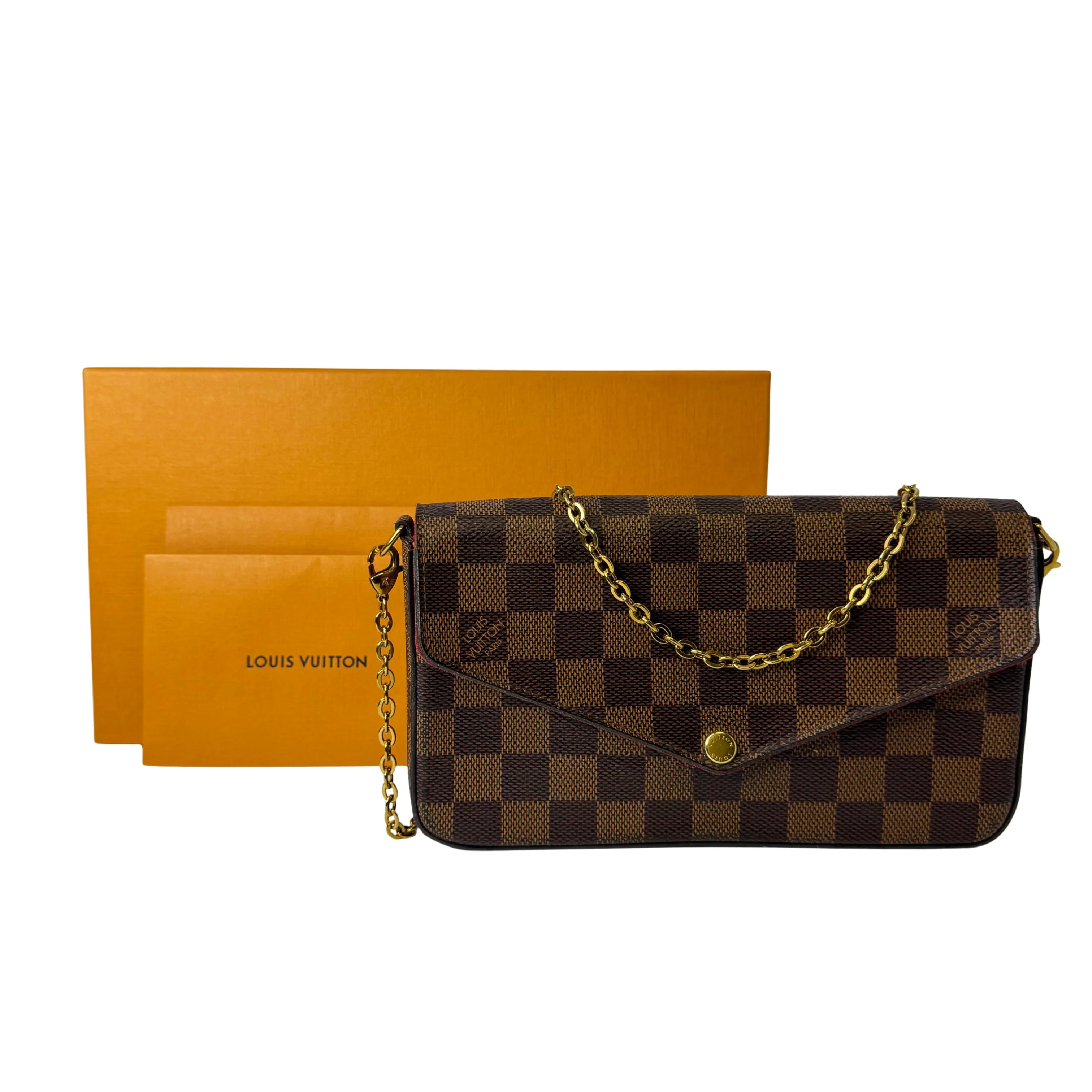 Louis Vuitton Damier Ebene Felicie Pochette Chain Wallet Bag - Lost Designer