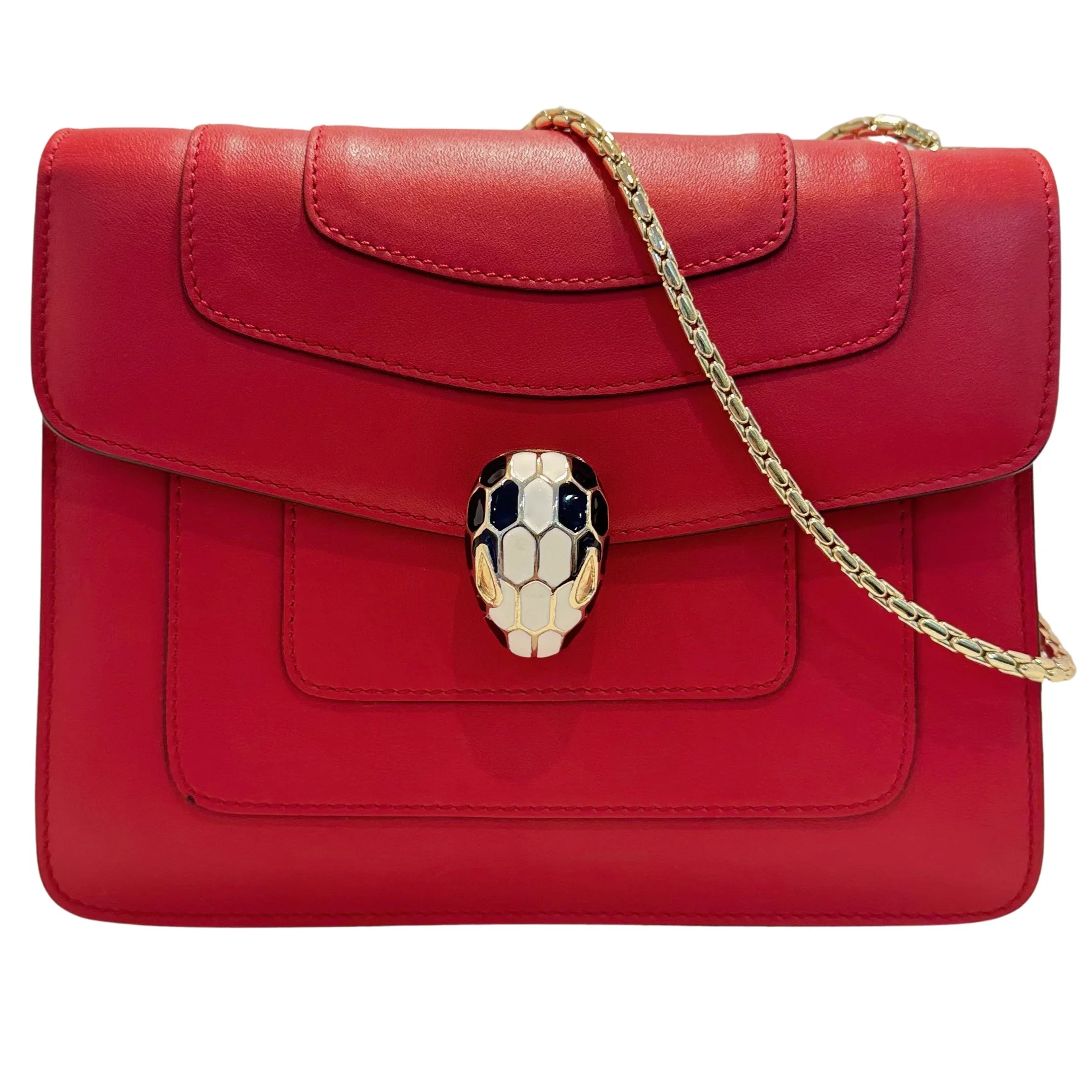 Bvlgari Serpent Forever Shoulder Bag Calfskin Red - Lost Designer