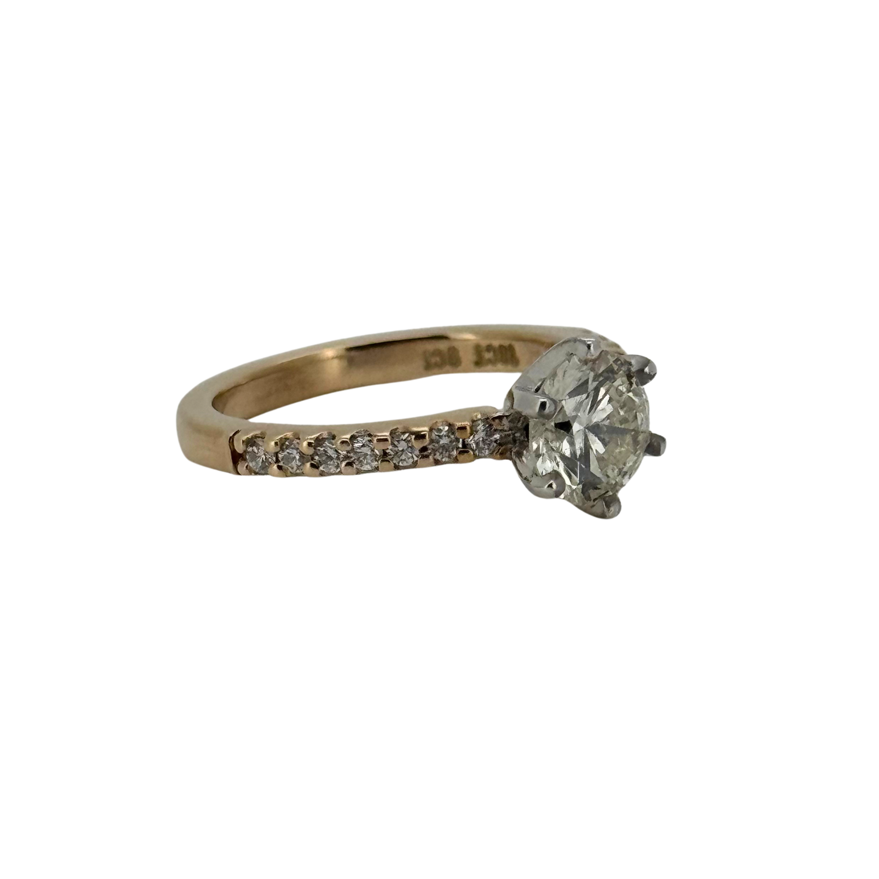 1.0ct Light Champagne P1 Round Brilliant Diamond on 9ct/18ct Gold Ring K½ - Lost Designer