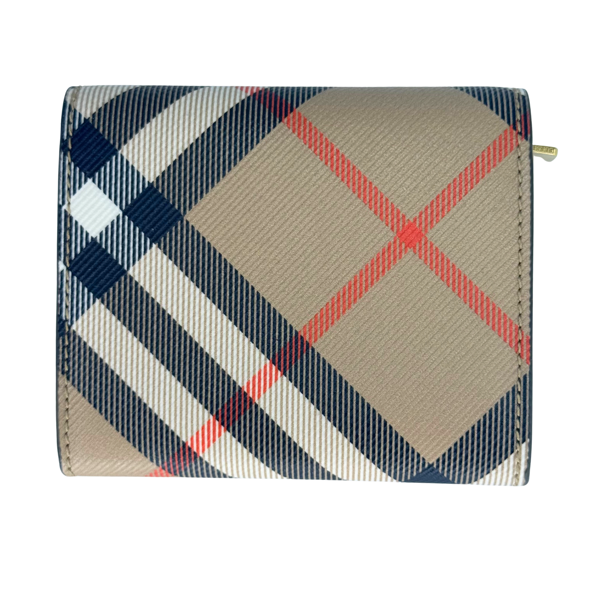 Burberry Check Coin Card Case Wallet Beige