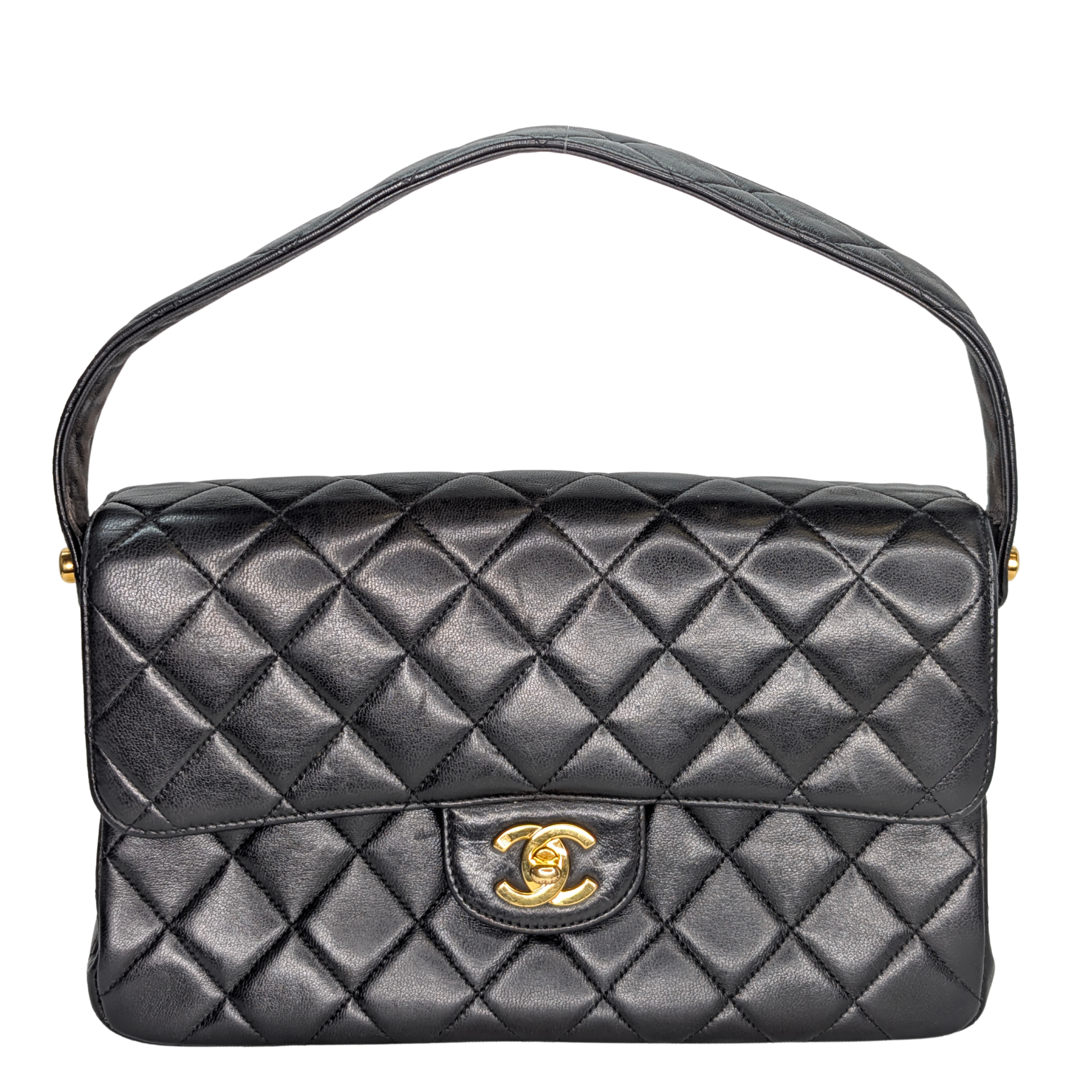 Chanel Lambskin Vintage Double Sided Classic Flap Handbag Black